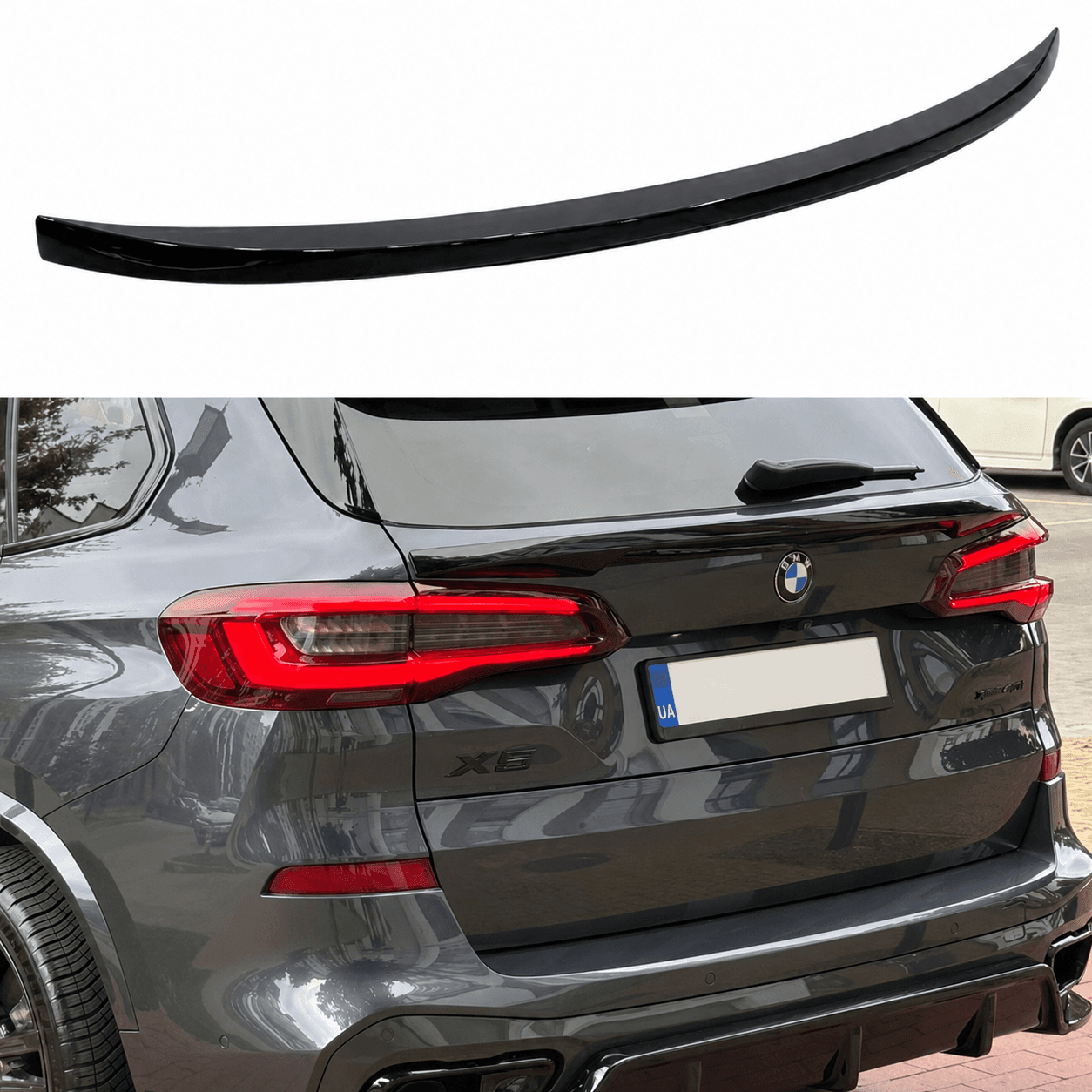 Спойлер під скло (нижній) BMW X5 G05 2018+ ABS пластик колір, чорний глянець