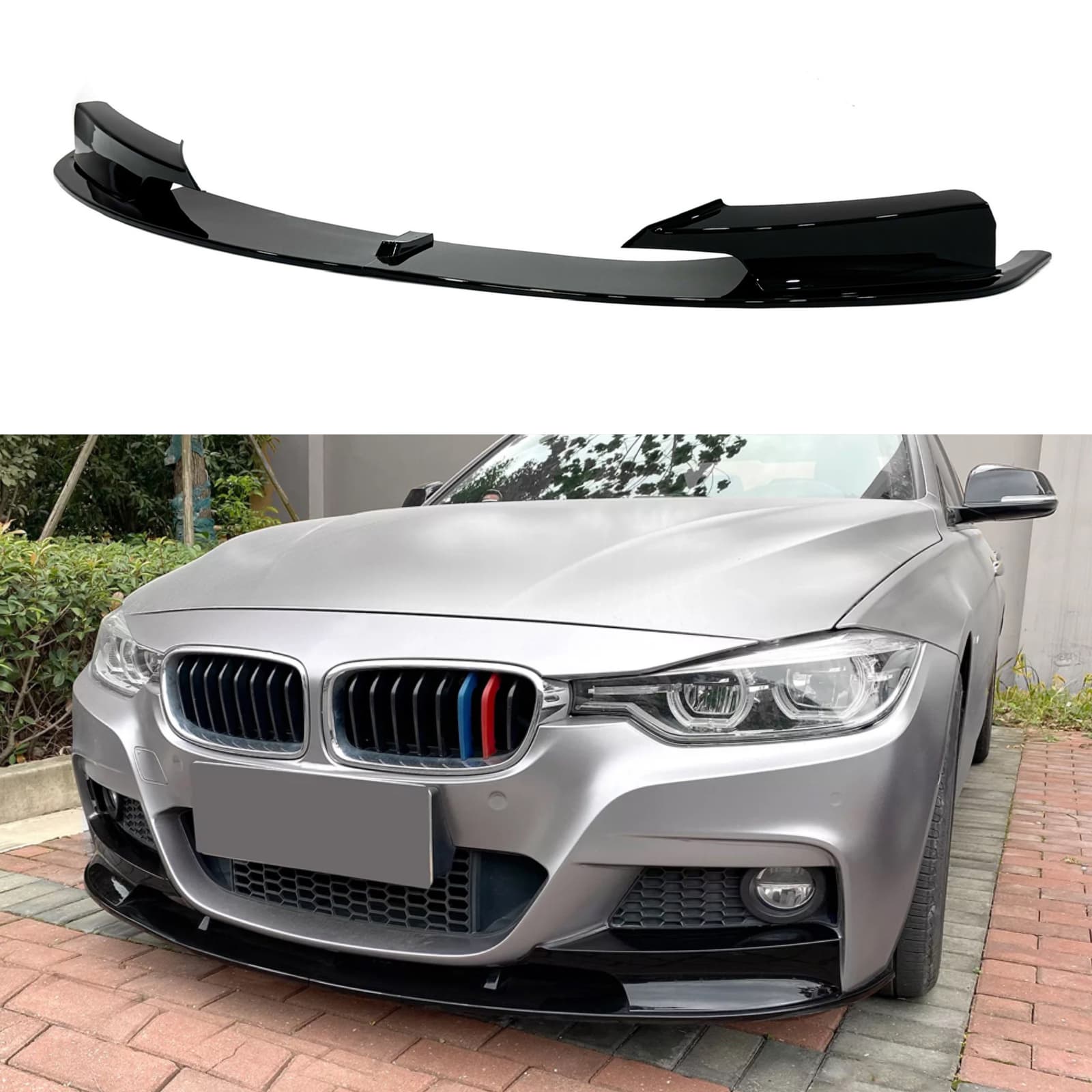 Спідниця переднього бампера спідниця M performance BMW 3 series F30 F31 2012-2018 абс пластик, чорний глянець