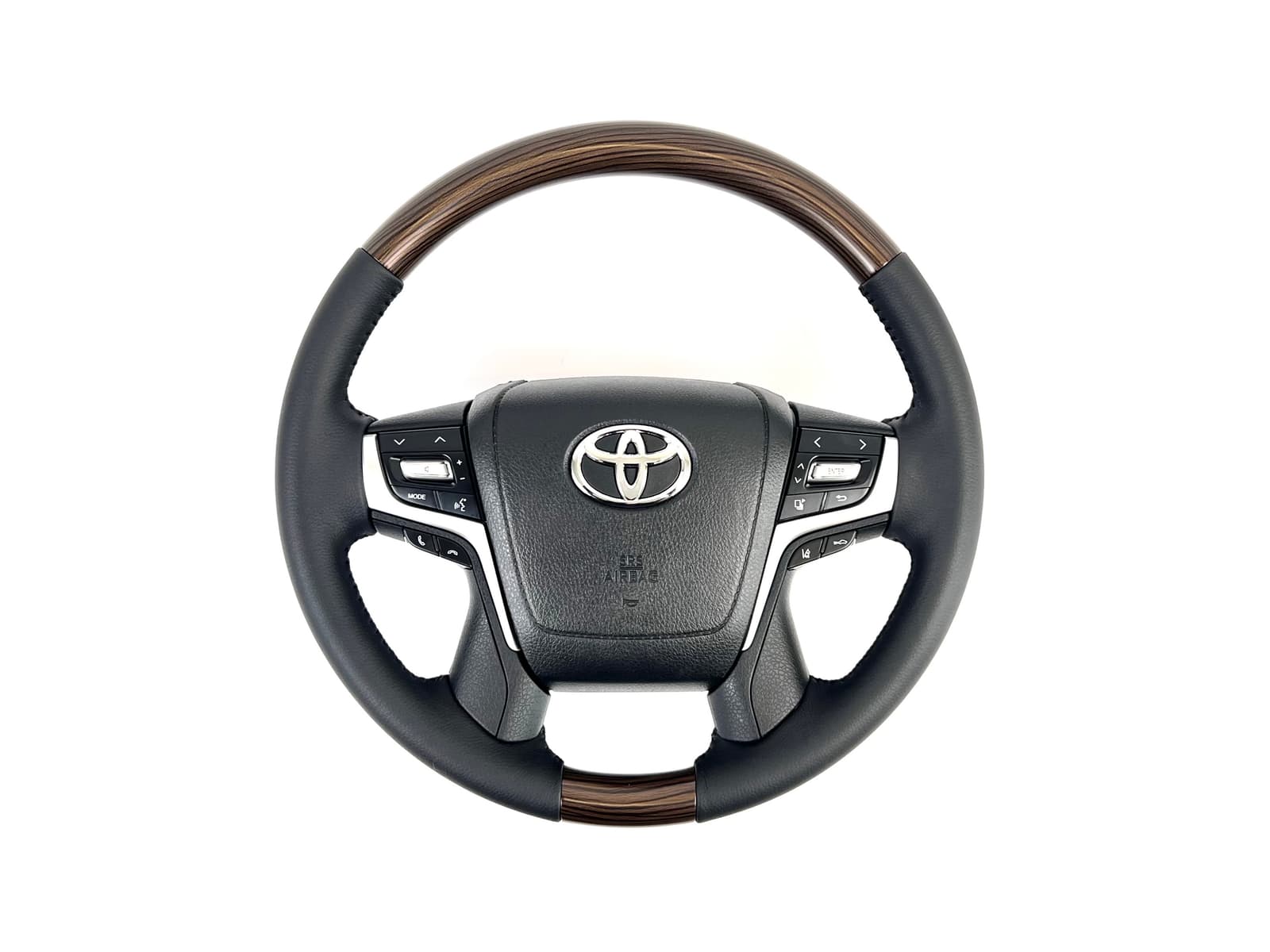 Кермо у зборі чорне з темним деревом Toyota Land Cruiser 200 / Prado 150