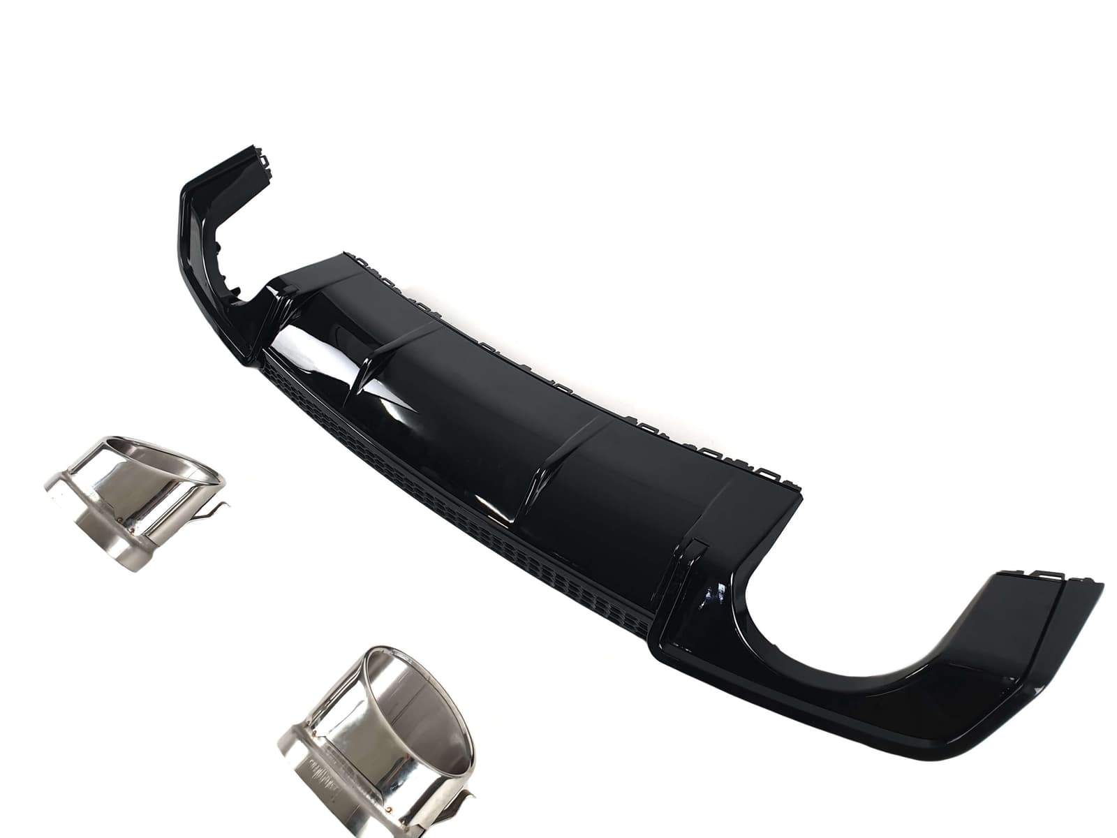 Дифузор (заднього бампера) Black / Chrome Pipe (в стилі RS3) Sedan на Audi A3 8V 2012-2016 року 4