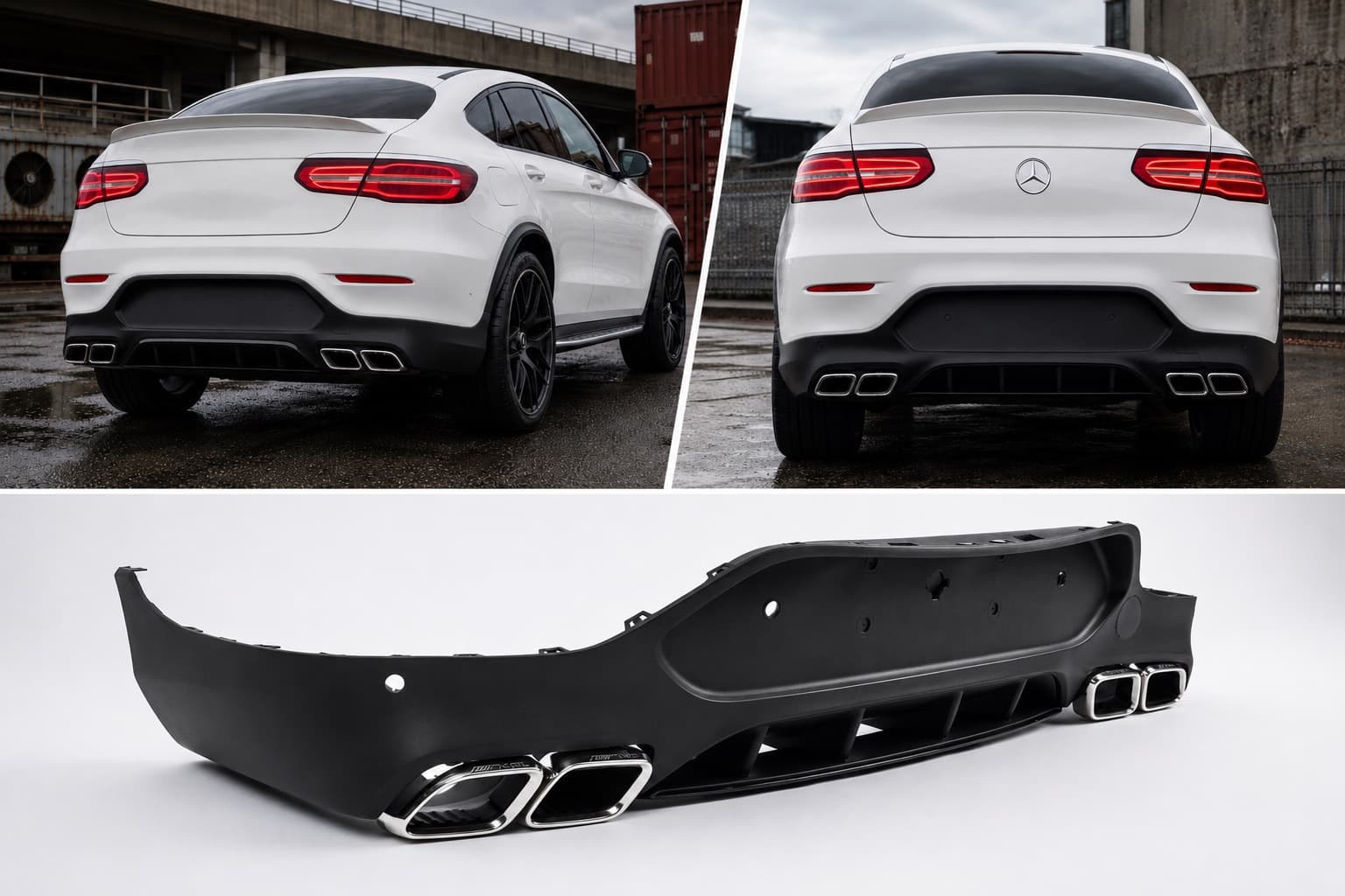 Задній дифузор з насадками Silver (Дизайн AMG63)
