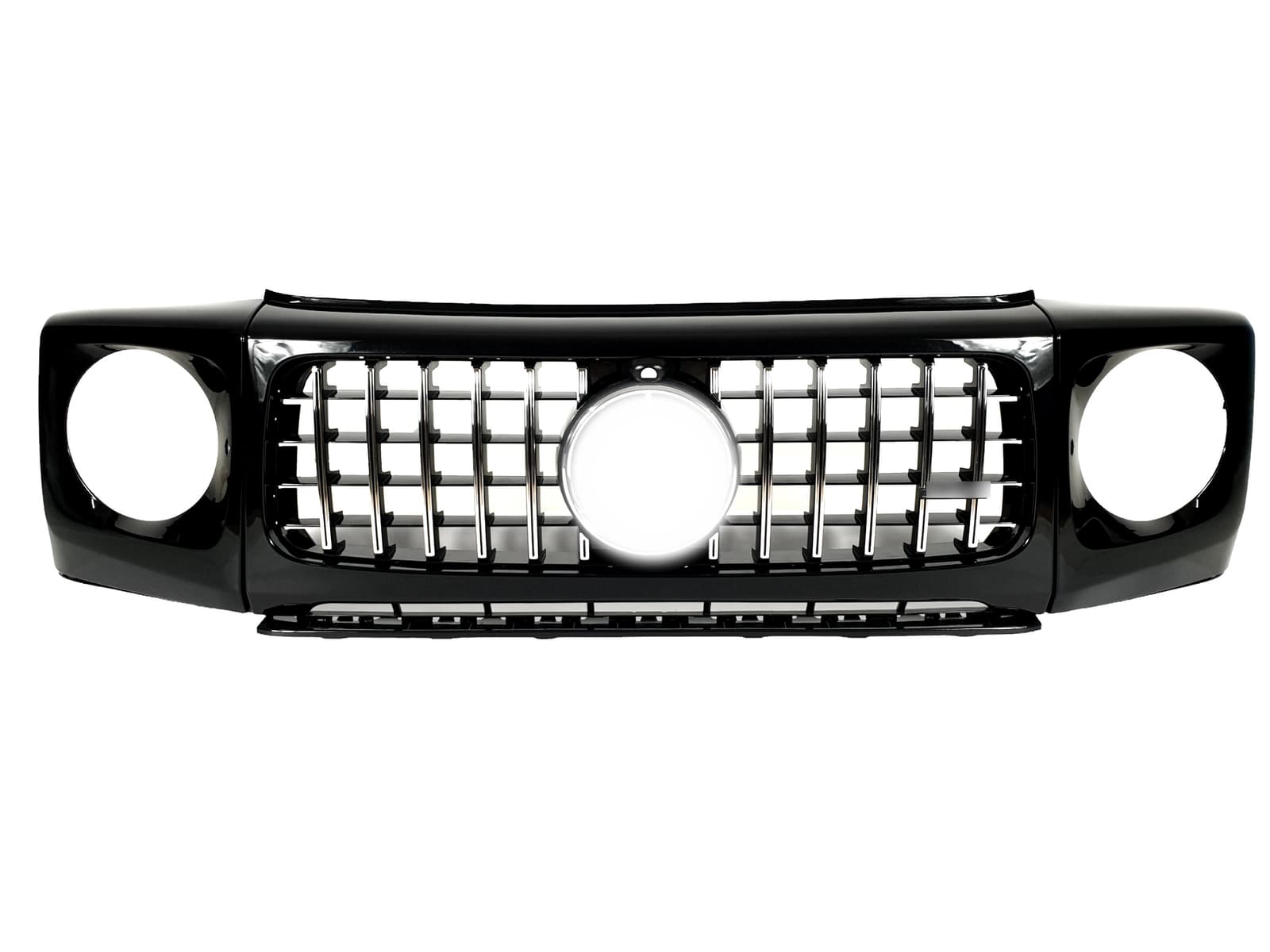 Решітка радіатора Chrome Black + рамки на фари GT на Mercedes-Benz G-Class W463 2018-2025 року 3