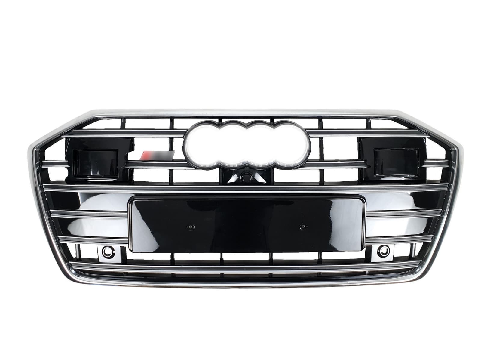 Решітка радіатора Chrome Black (в стилі S6 під камеру та радари) на Audi A6 C8 2018-2023 року