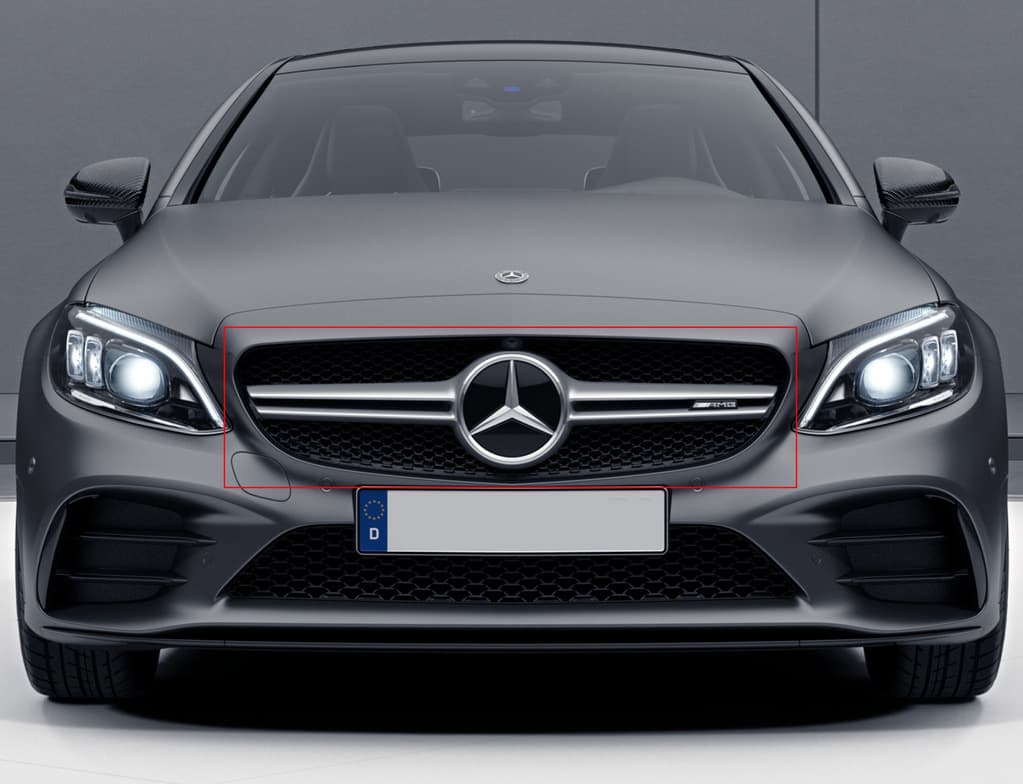 Передня решітка AMG Silver (для Avantgarde/AMG-Line/C43 AMG) 2014-2018, з камерою