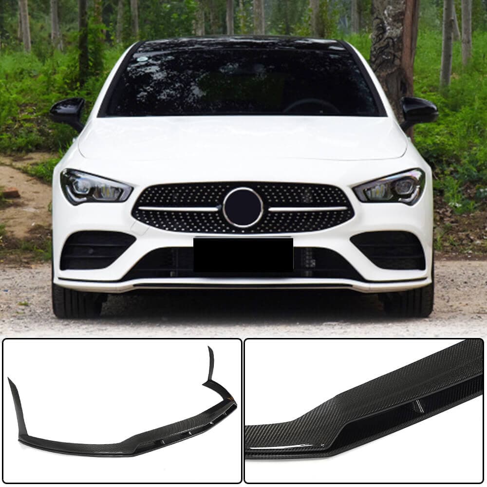 Накладка на передній бампер Lip (для AMG-Line / CLA35 AMG SD 2019-2022, Карбон)