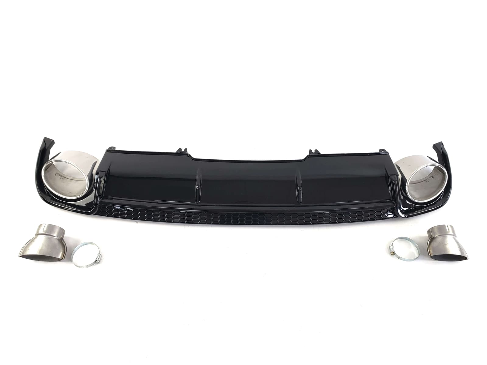 Дифузор (заднього бампера) Full Black / Chrome Pipe (в стилі RS4) на Audi A4 B9 2015-2019 року