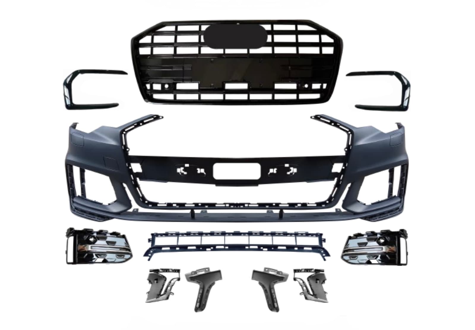 Бампер передній у зборі S-Line 2022+ BLACK для Audi A6 C8 2018+