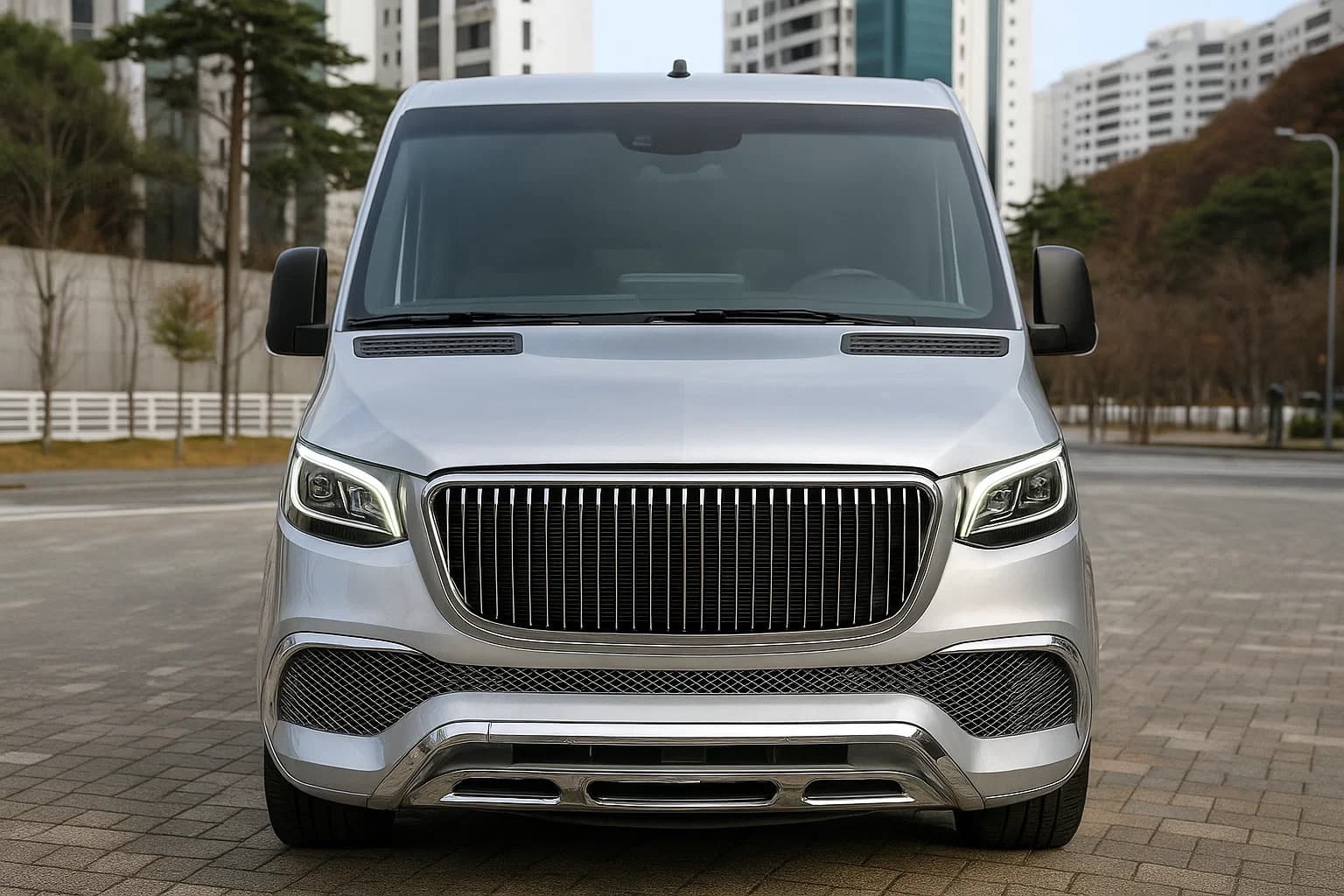 Передній бампер з решіткою (Maybach)