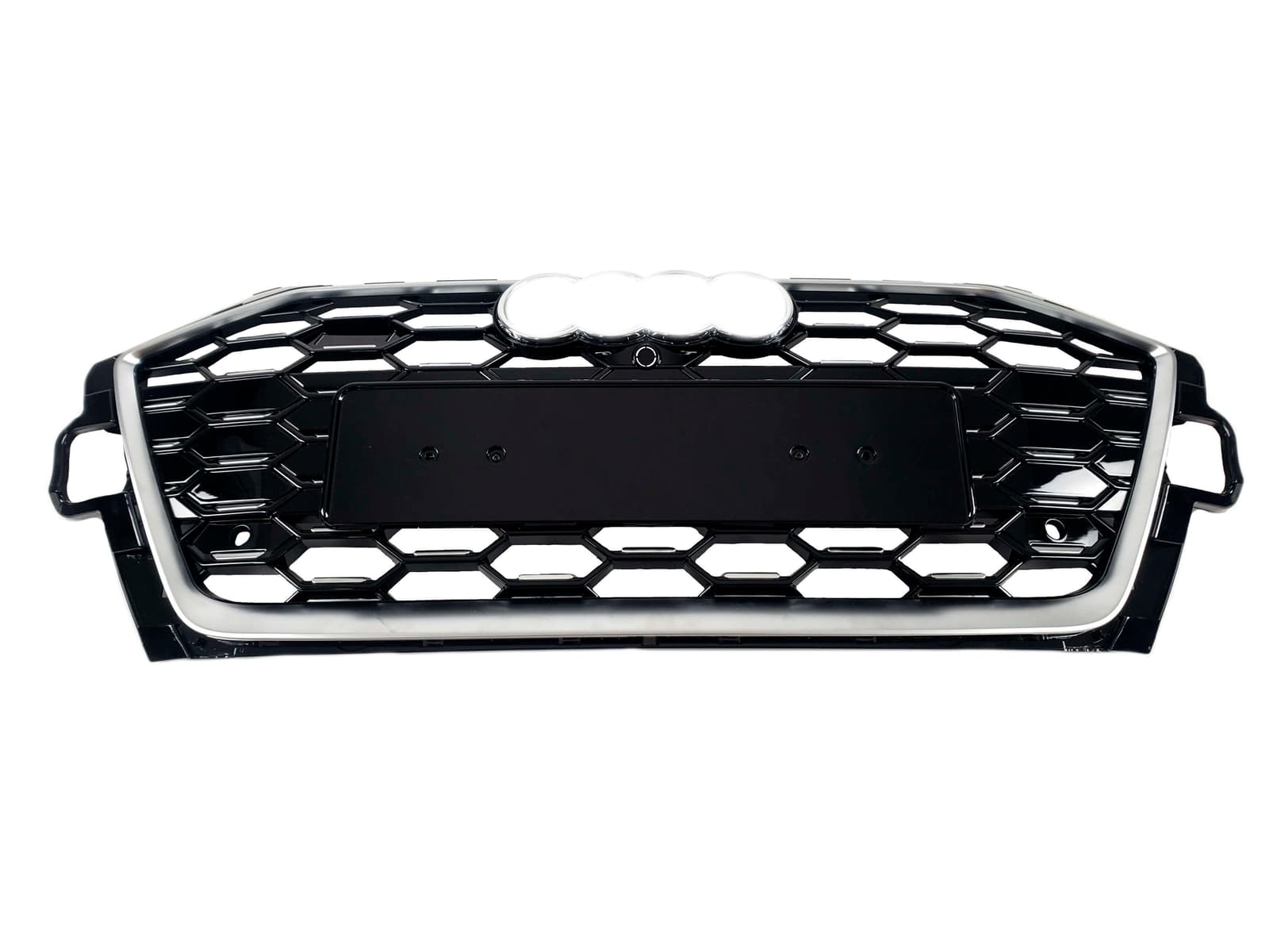 Решітка радіатора Silver black (в стилі S4) на Audi A4 B9 2019-2023 року 2