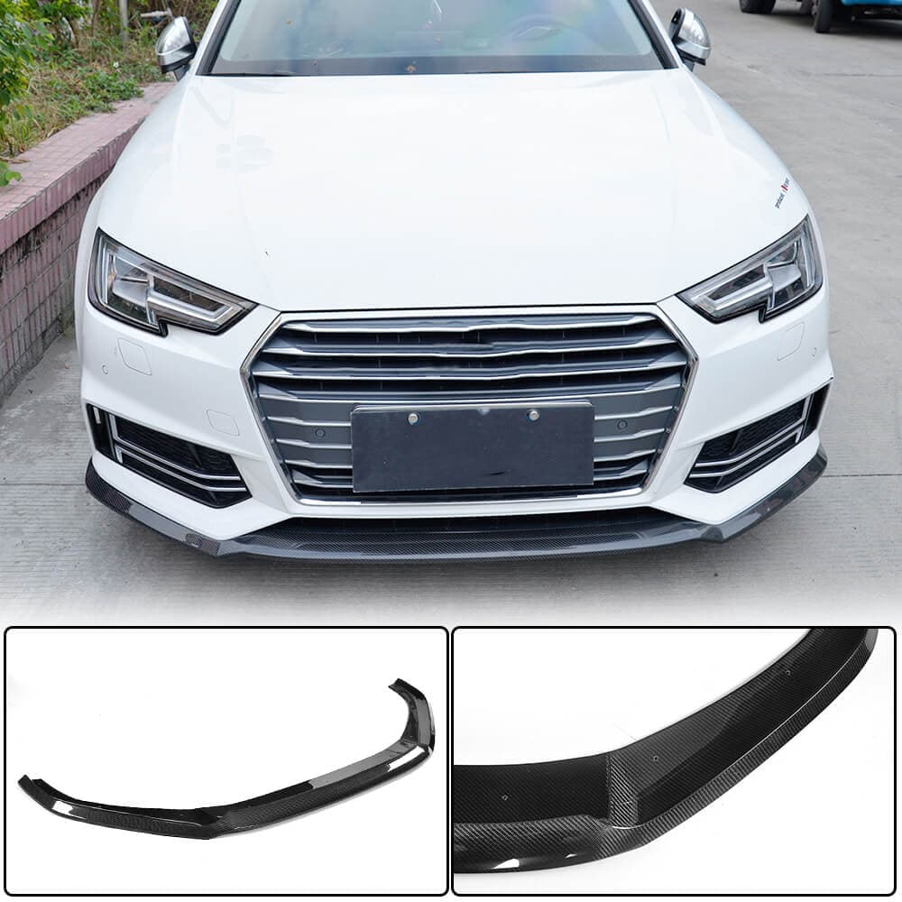 Накладка на передній бампер Lip V4 (для S-Line Sedan 2015-2019, Карбон)