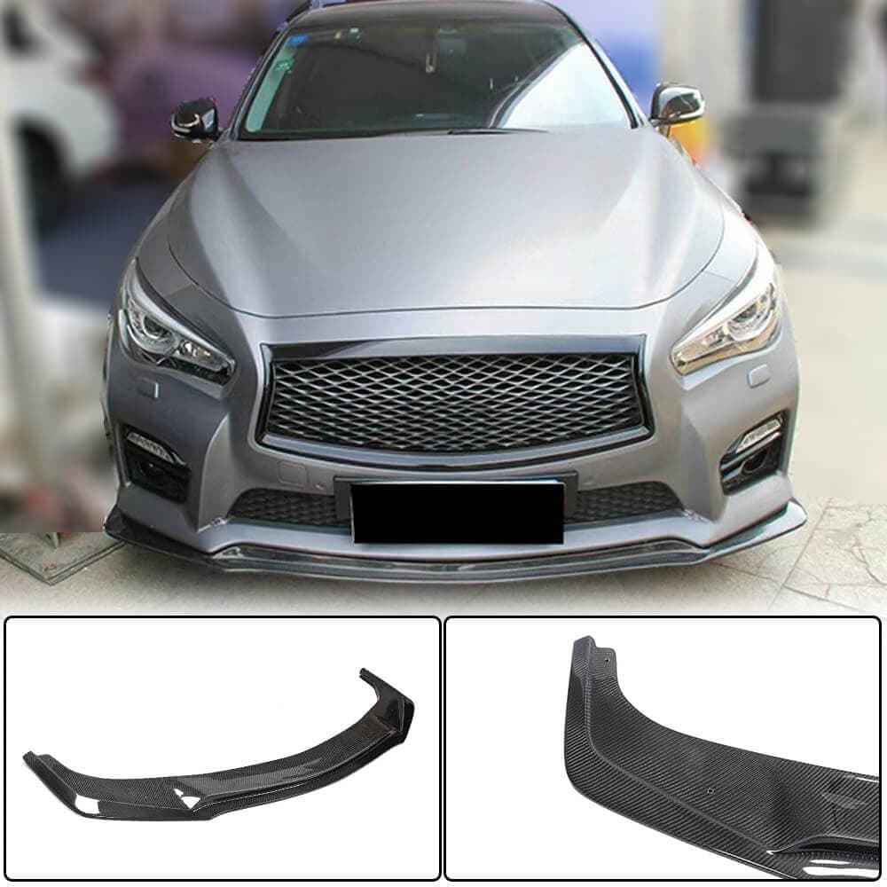 Накладка на передній бампер Lip V1 (для Q50 Sport 2014-2017, Карбон)