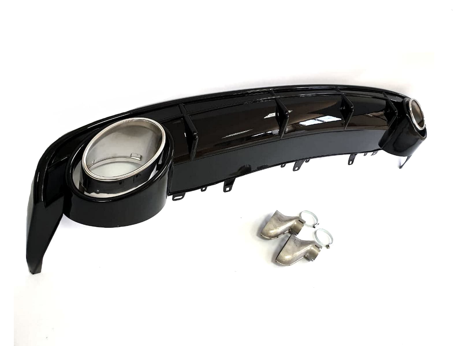 Дифузор (заднього бампера) Full Black / Chrome Pipe (в стилі RS6) на Audi A6 C7 2014-2018 року 2