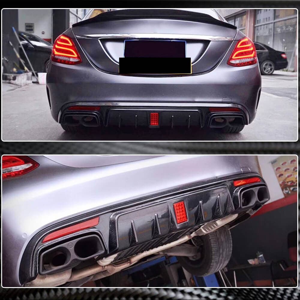 Дифузор заднього бампера V2 (для SD C43/C63 AMG 2015-2019, Карбон)