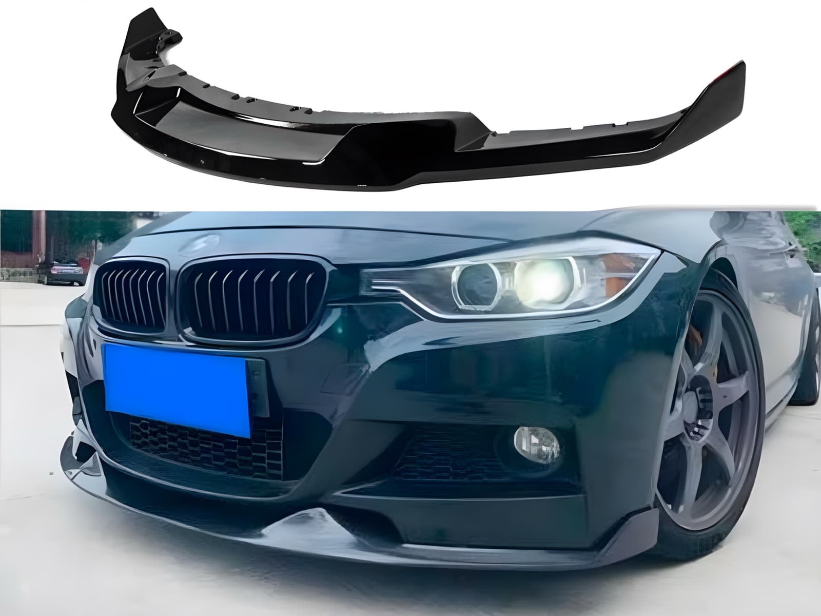 Спідниця переднього бампера MAD LIP F30 F31 2012-2018 до бампера м пакет, колір чорний глянець