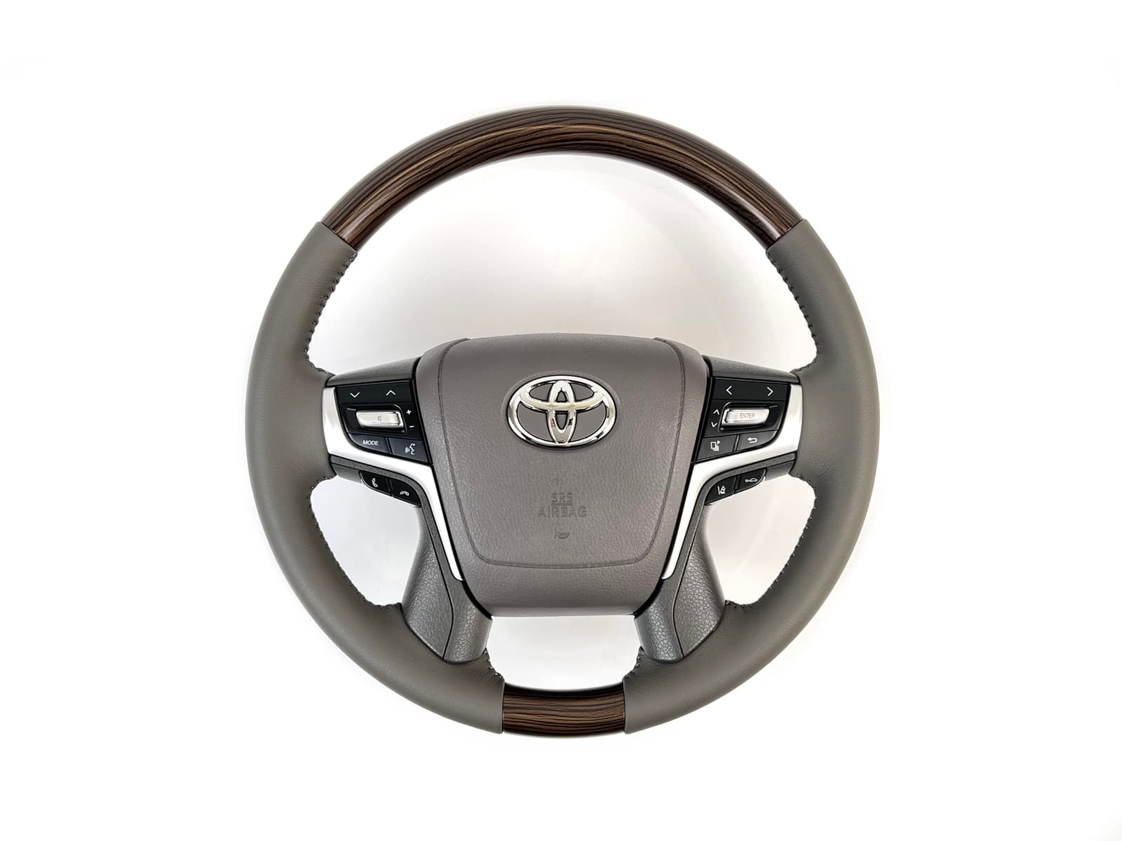 Кермо у зборі сіре зі світлим деревом Toyota Land Cruiser 200 / Prado 150