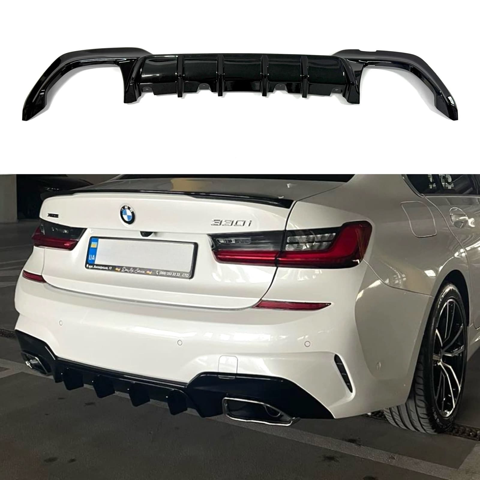 Накладка заднього бампера дифузор M-Performance 340i чорна BMW 3 series G20 2019-2022