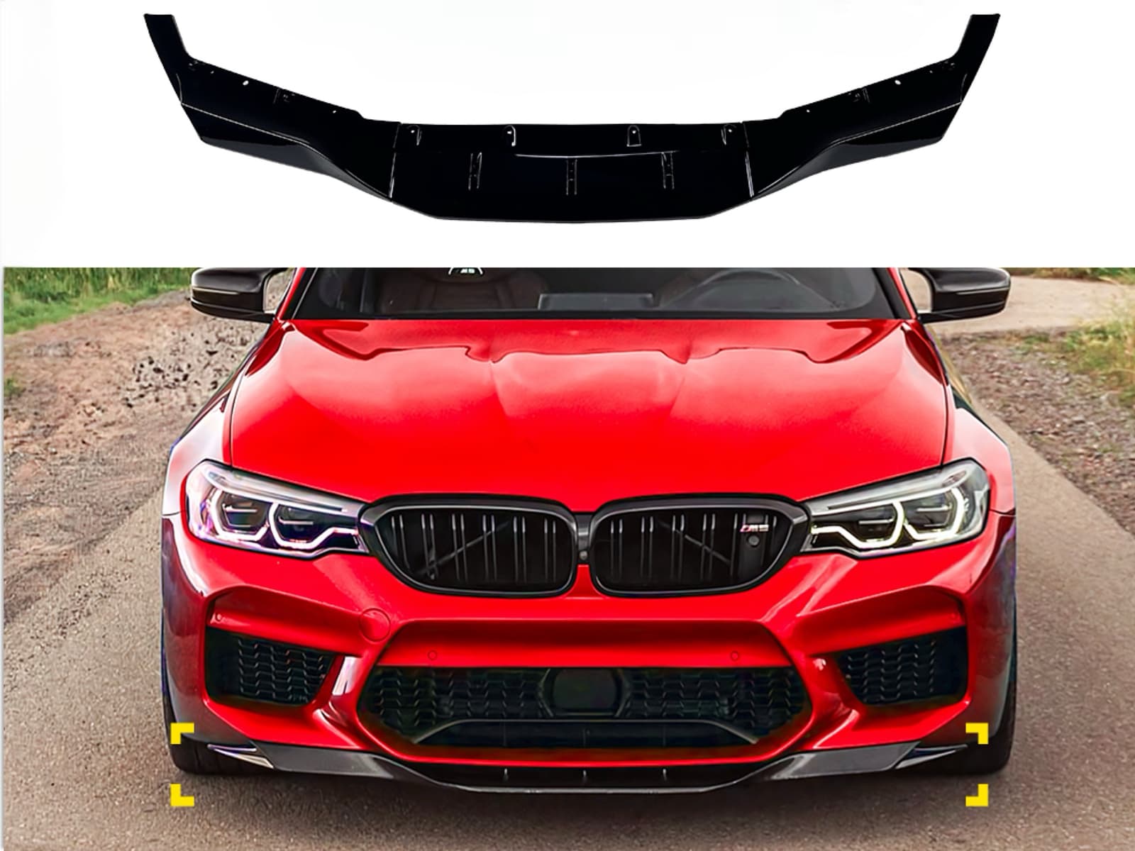 Спідниця накладка переднього бампера M5 BMW 5 series G30 G31 M5 F90 2016-2020 ABS пластик, чорний глянець