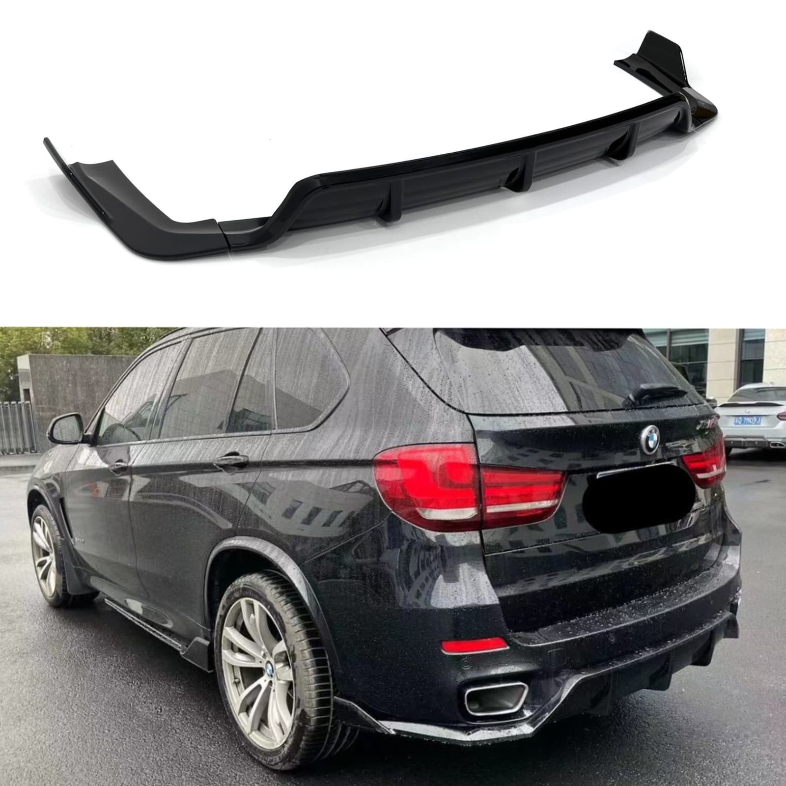Дифузор накладка заднього бампера Paradigma M-Performance для BMW X5 F15 2013-2018, колір чорний глянець