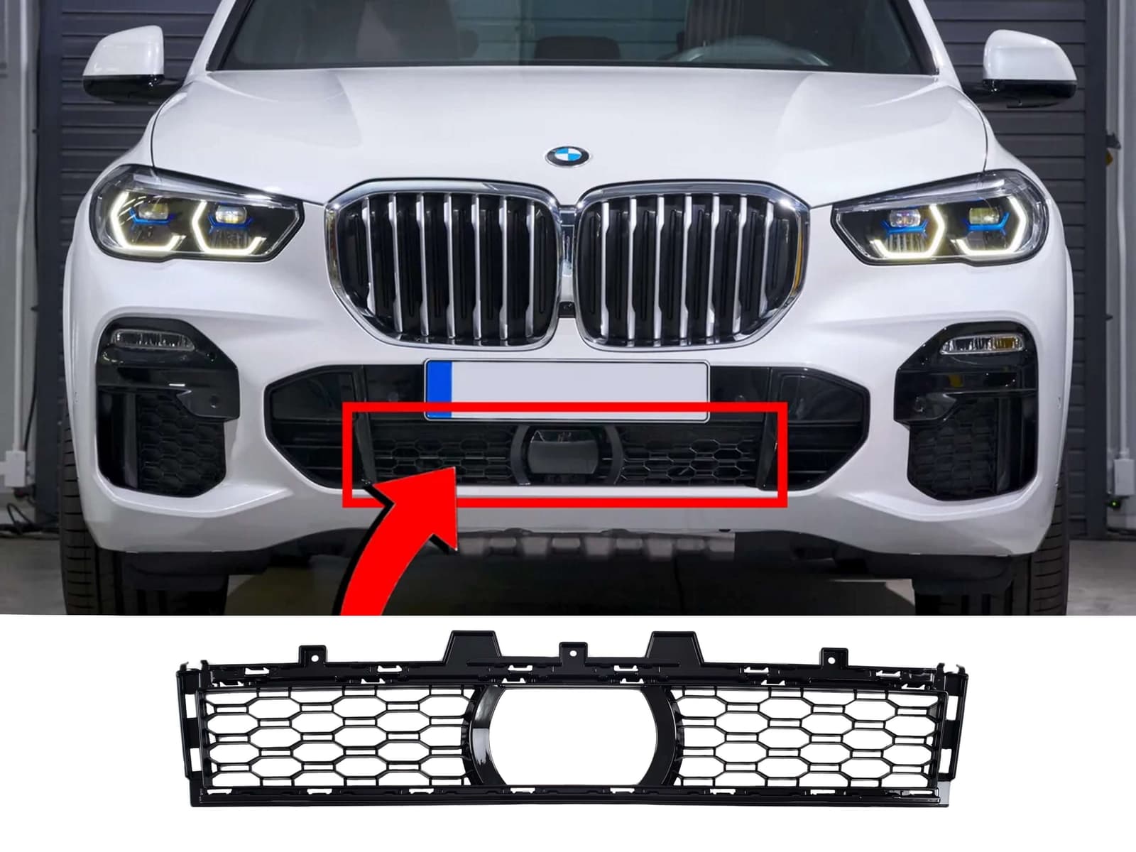 Решітки в бампер середня (під радар) на BMW X5 G05 2018-2022 року