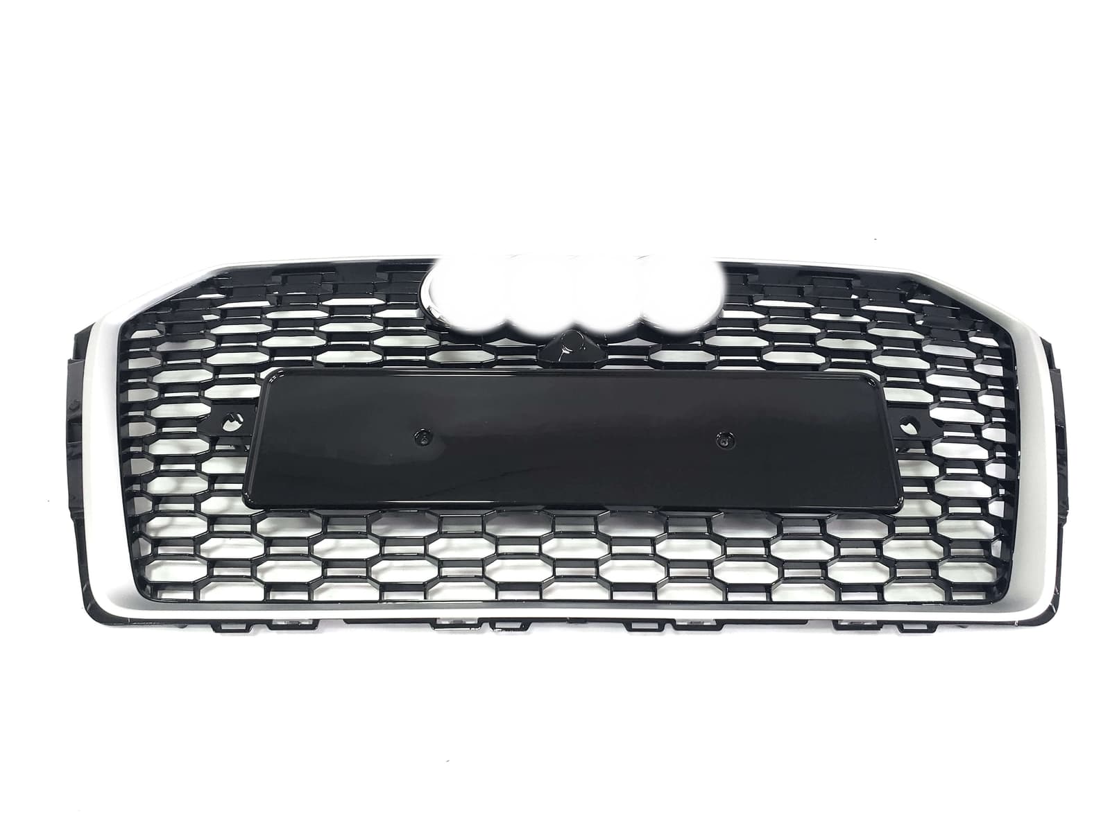 Решітка радіатора Black Silver (в стилі RS4) без Quattro на Audi A4 B9 2015-2019 року 2