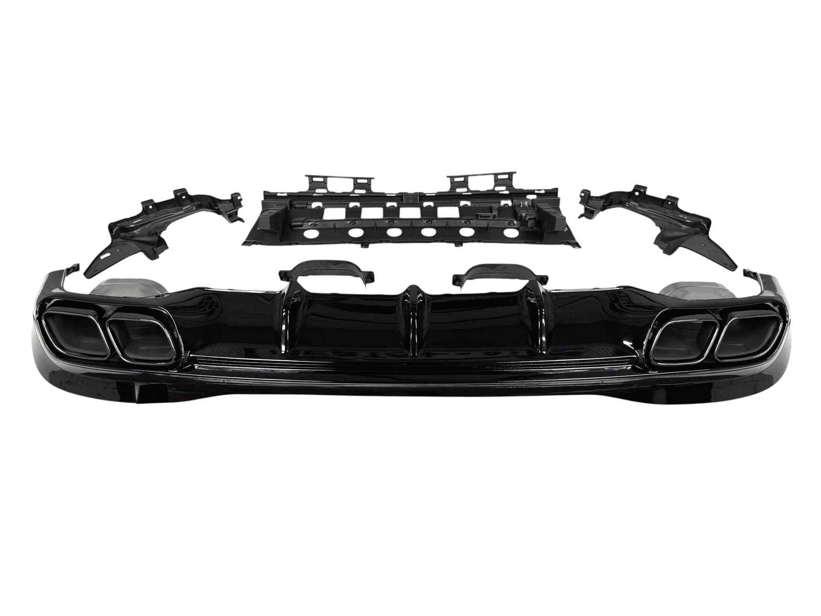 Дифузор (заднього бампера) Full Black / Black Pipe (стиль S63 AMG) на Mercedes-Benz S-Class W223 2020-2025 року