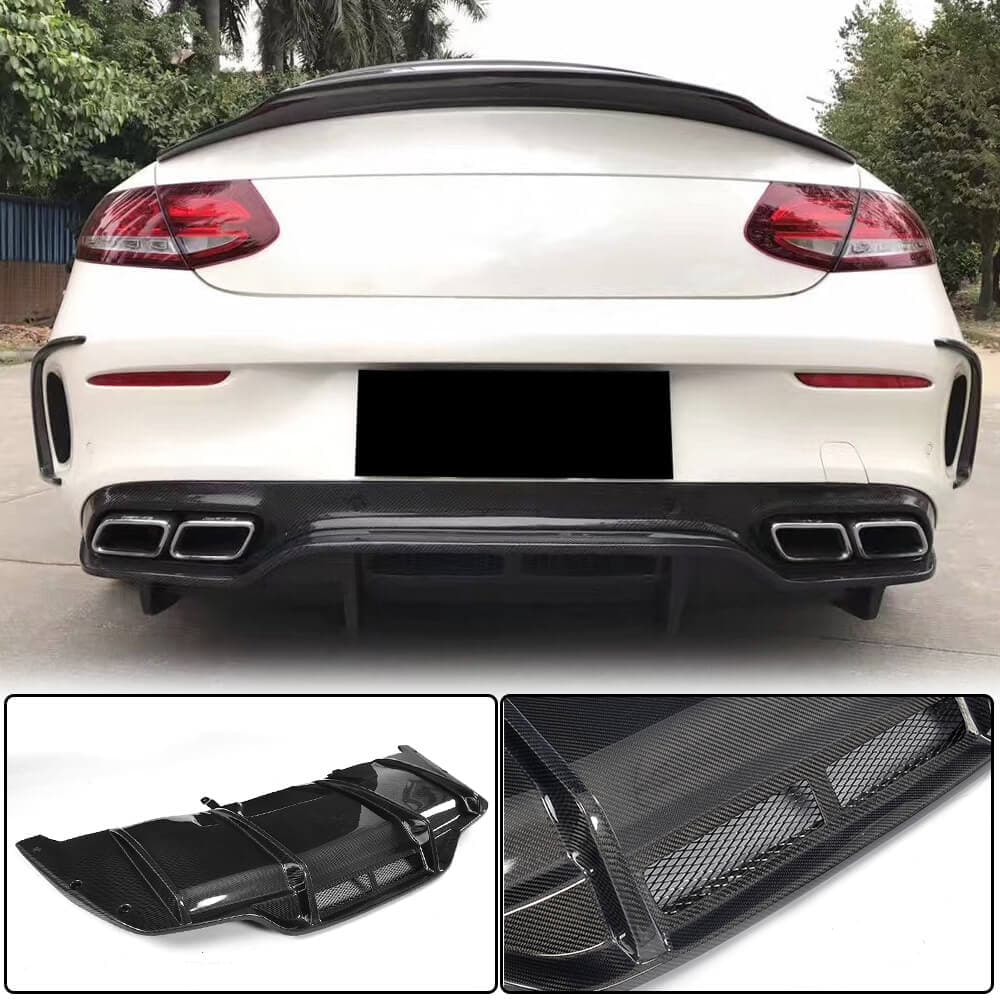 Дифузор заднього бампера V2 (для купе/кабріолет C63 AMG 2015-2019, Карбон)