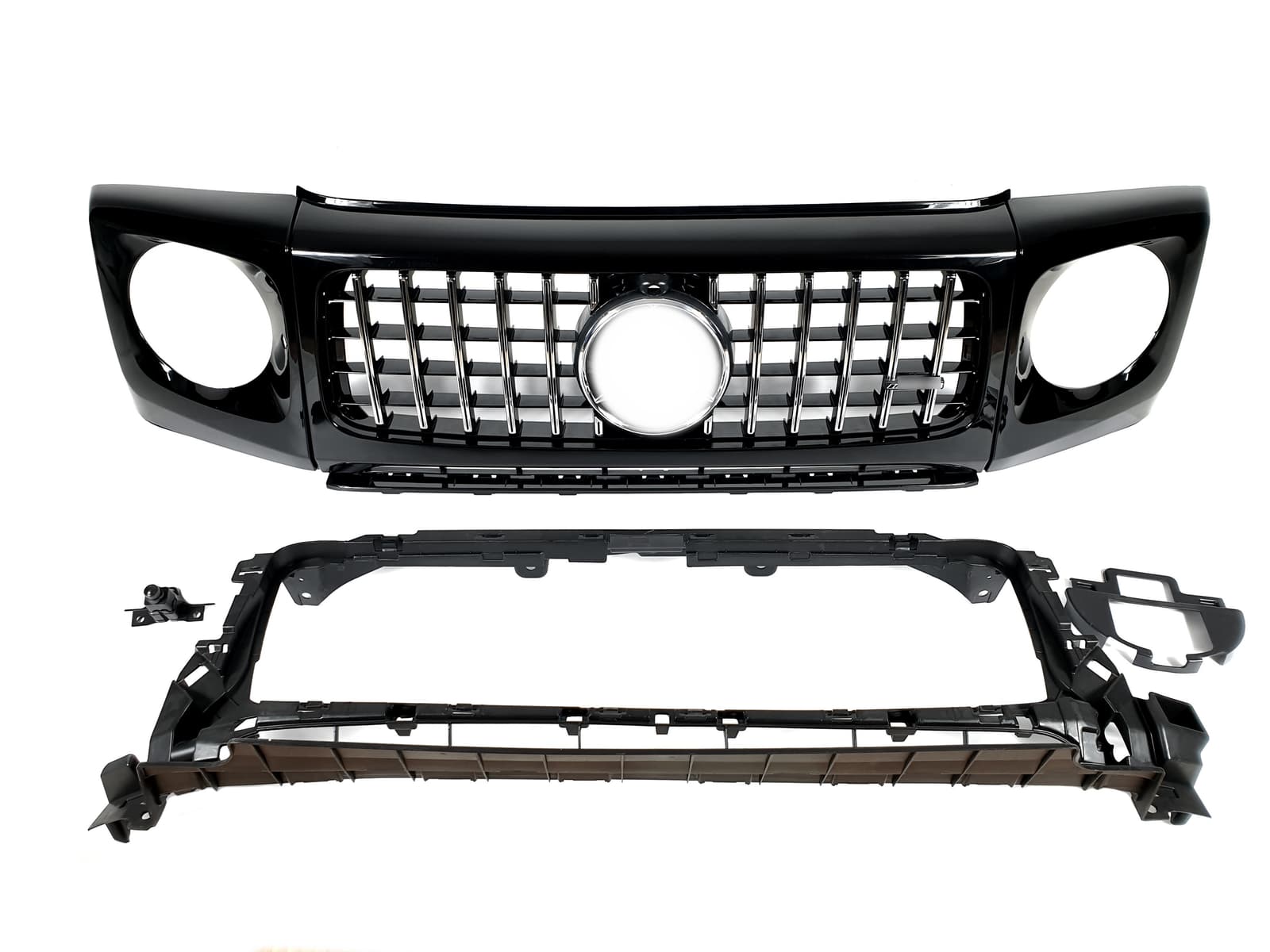 Решітка радіатора Chrome Black + рамки на фари GT на Mercedes-Benz G-Class W463 2018-2025 року