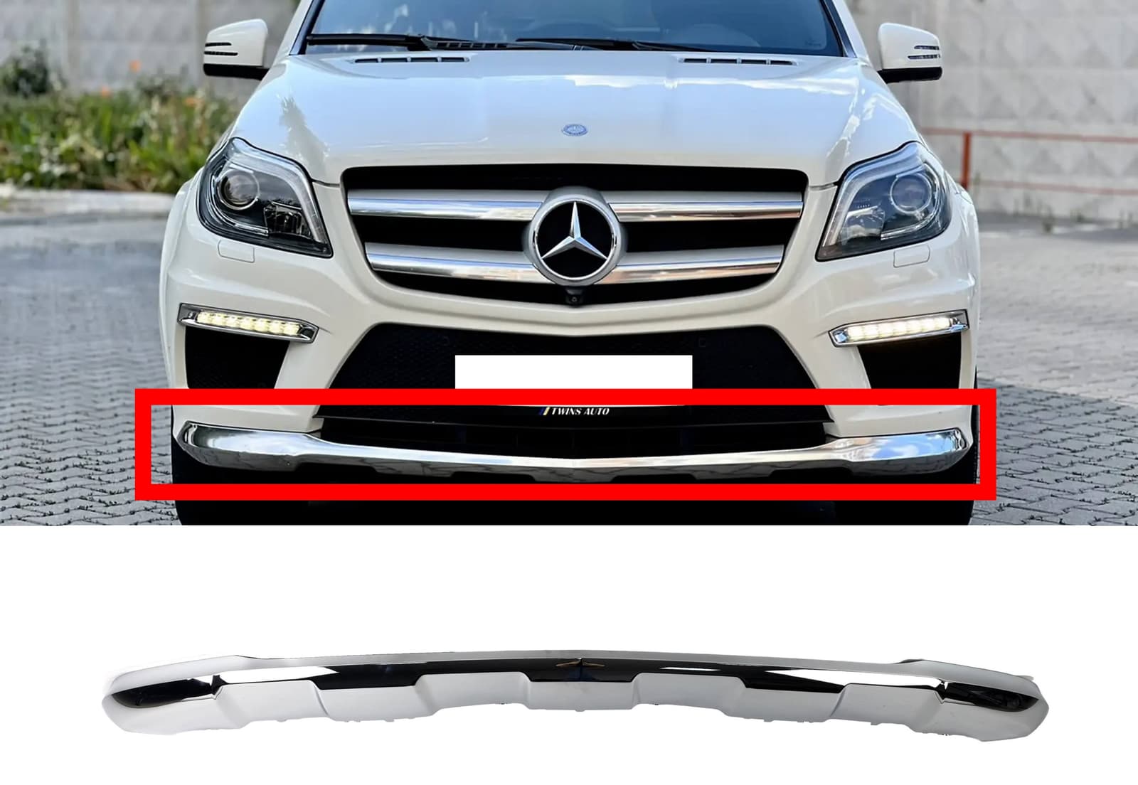 Накладки на бампер передній (Хром) на Mercedes-Benz GL-Class X166 2012-2015 року