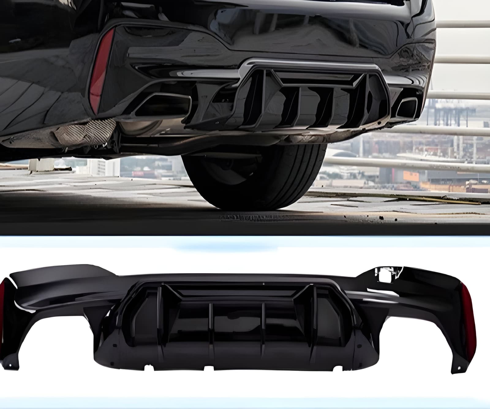 Дифузор заднього бампера LCI-Style (для M-Sport/M5 F90, ABS)