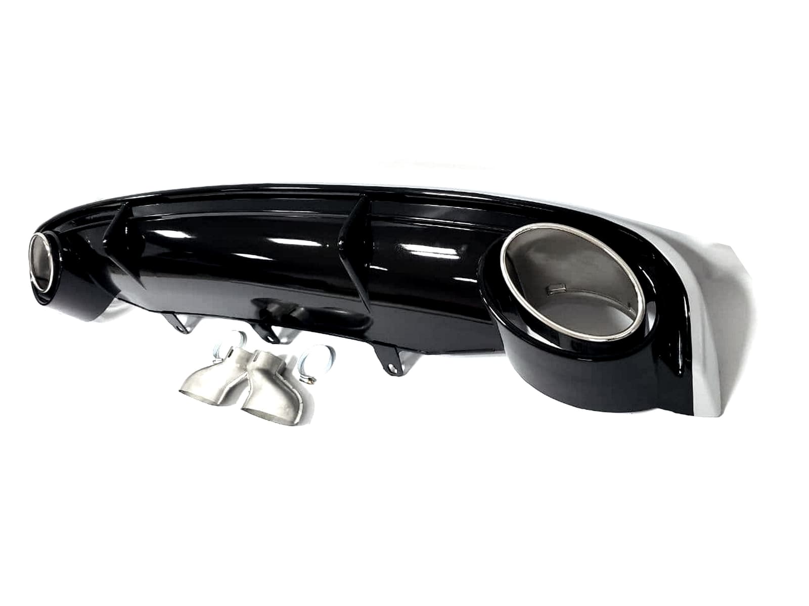 Дифузор (заднього бампера) Black Silver / Chrome Pipe (в стилі RS7) на Audi A7 4G 2010-2014 року 3