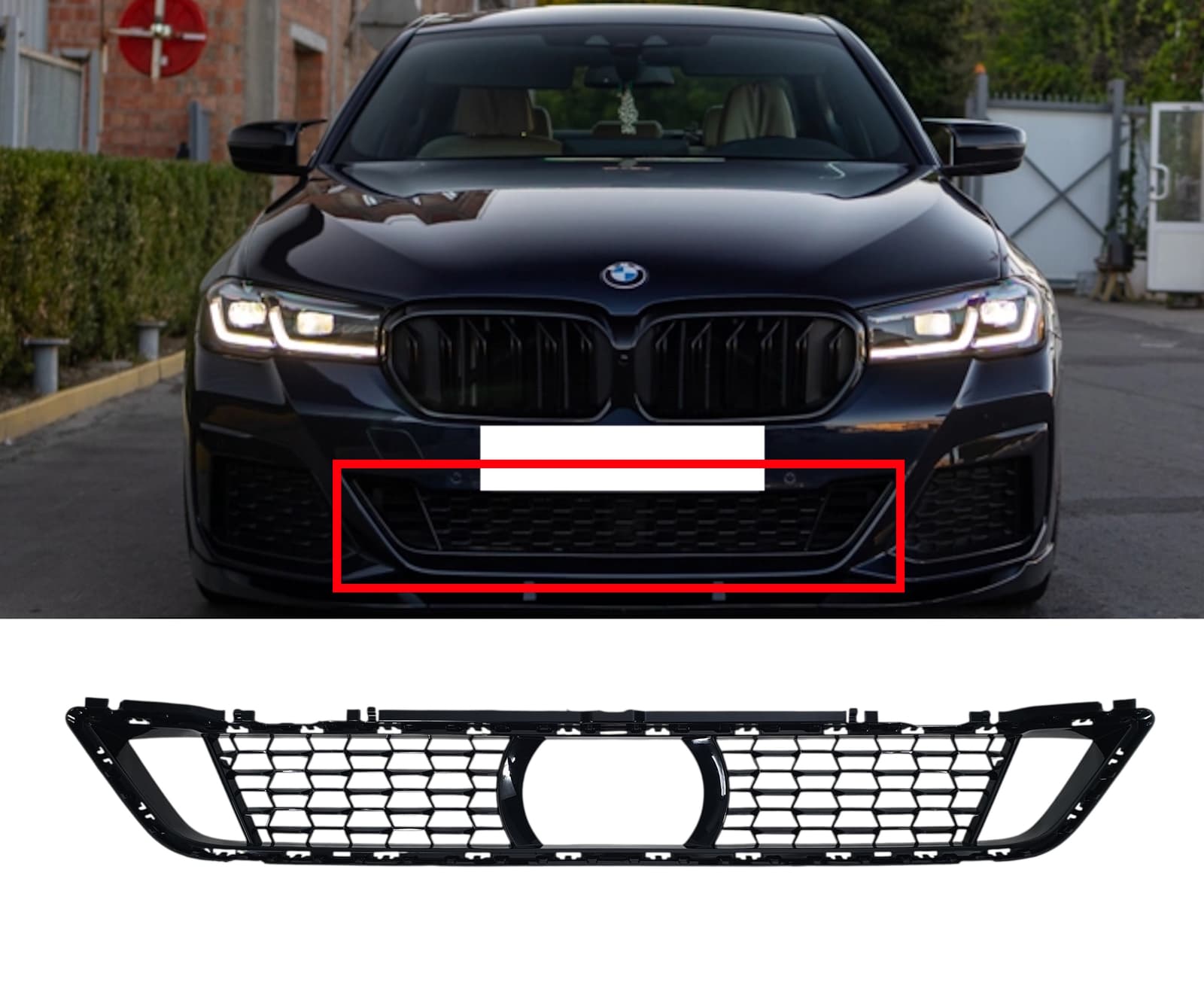 Решітки в бампер під дистронік (M-Paket) на BMW 5 Series G30 / G31 2020-2023 року