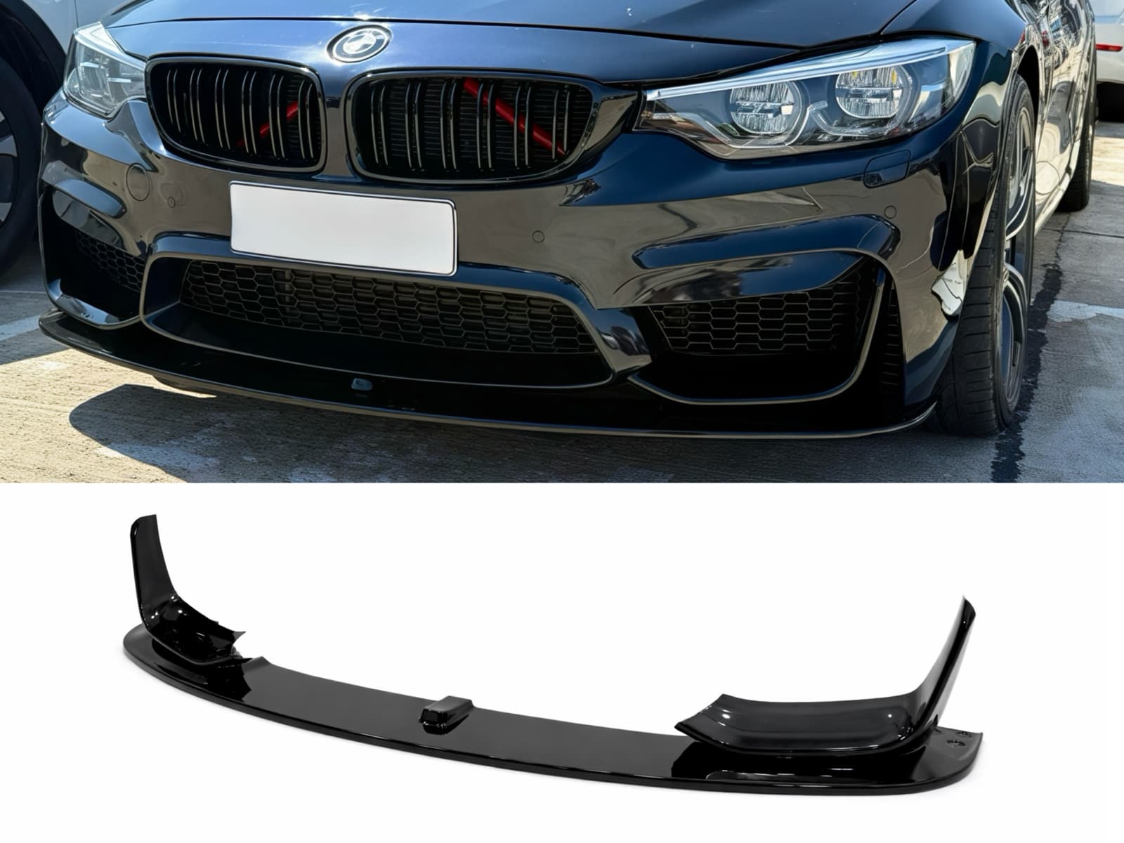 Юбка переднього бампера стиль M4 для BMW 4 series F32 F33 F36 ABS пластик, чорний глянець