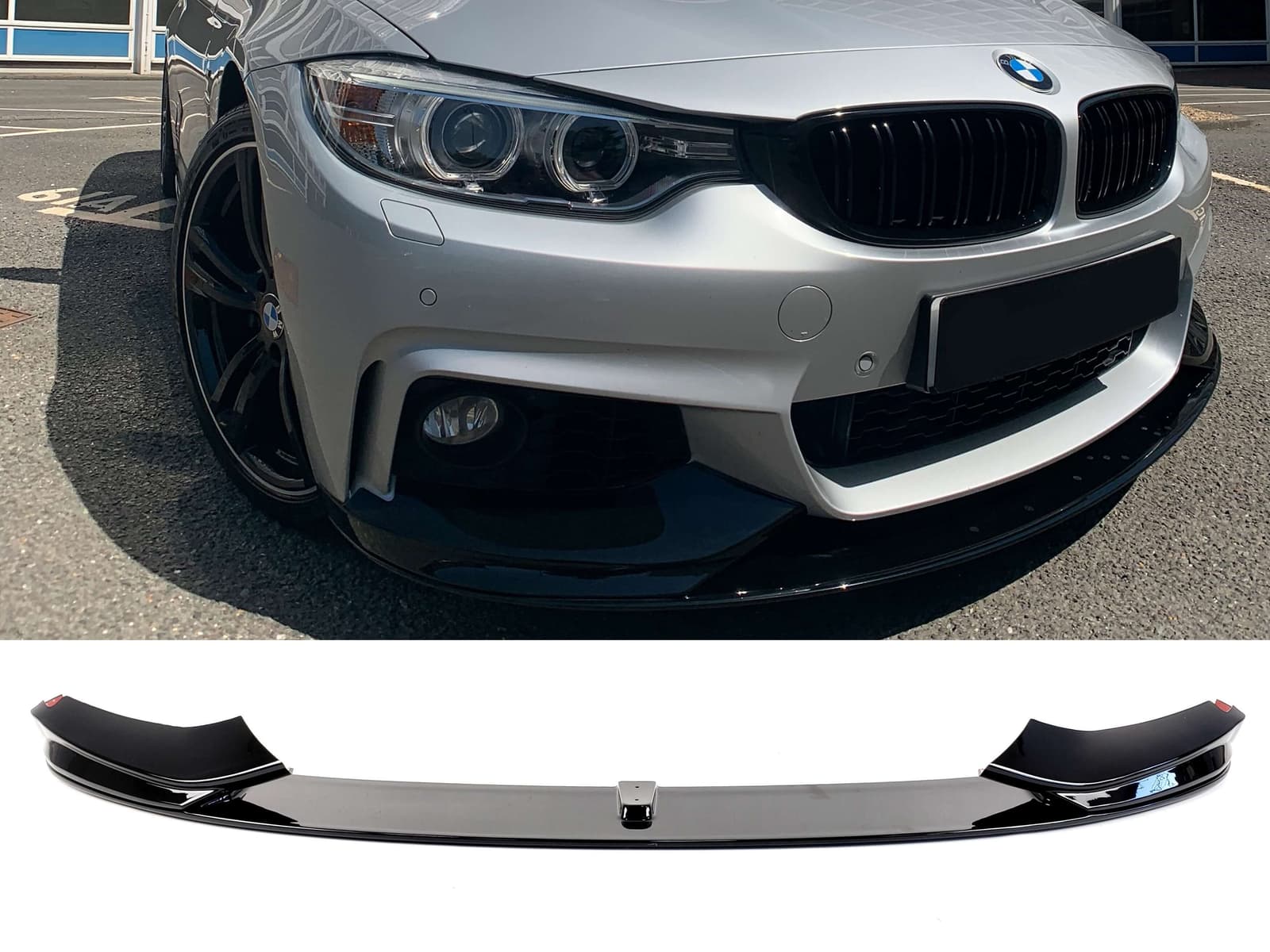 Губа (переднього бампера) Чорний глянець (M-Performance) V1 на BMW 4 Series F32 / F33 2013-2020 року