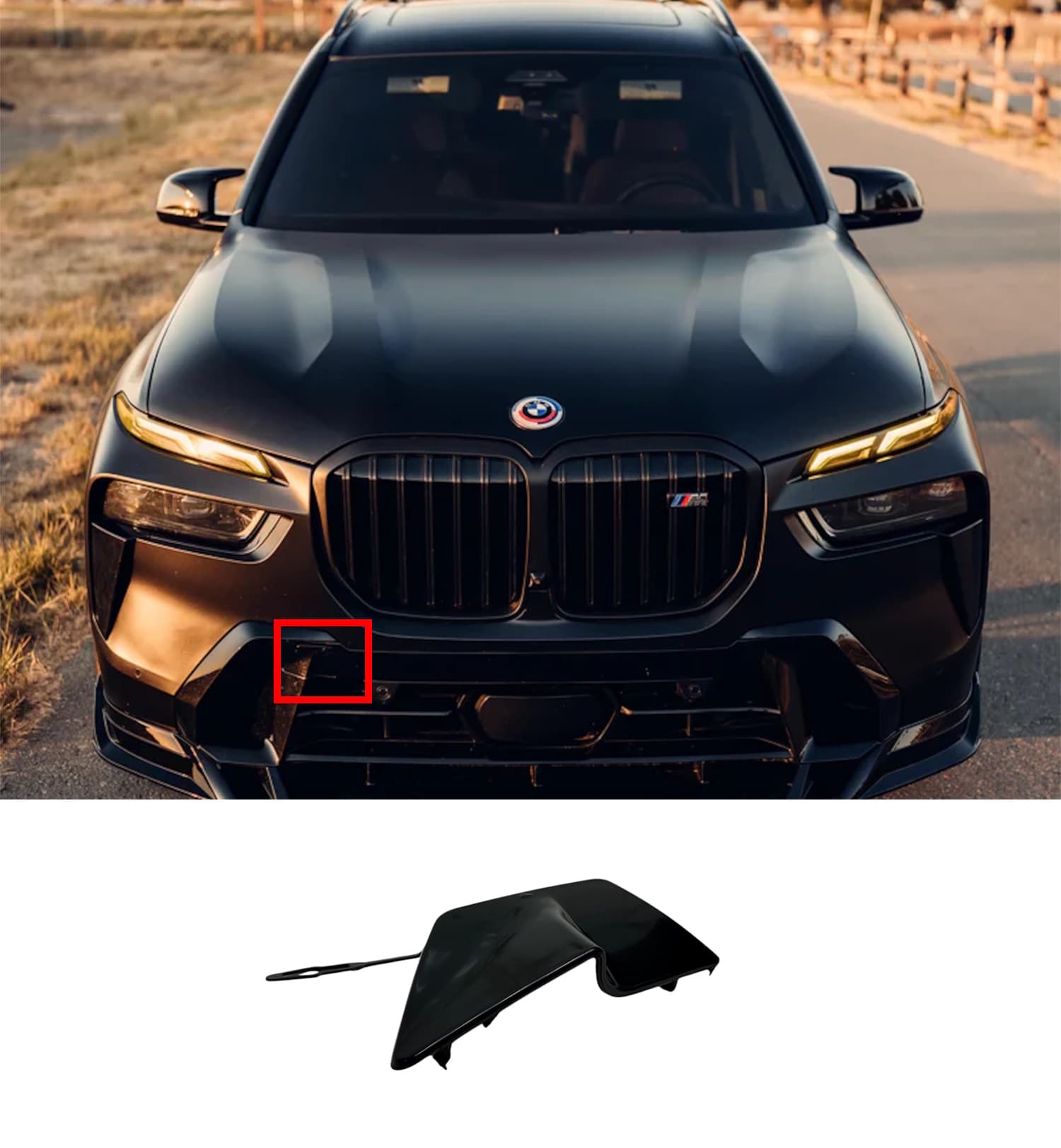 Накладки на бампер (загушка крюка переднього бампера) на BMW X7 G07 2022-2026 року