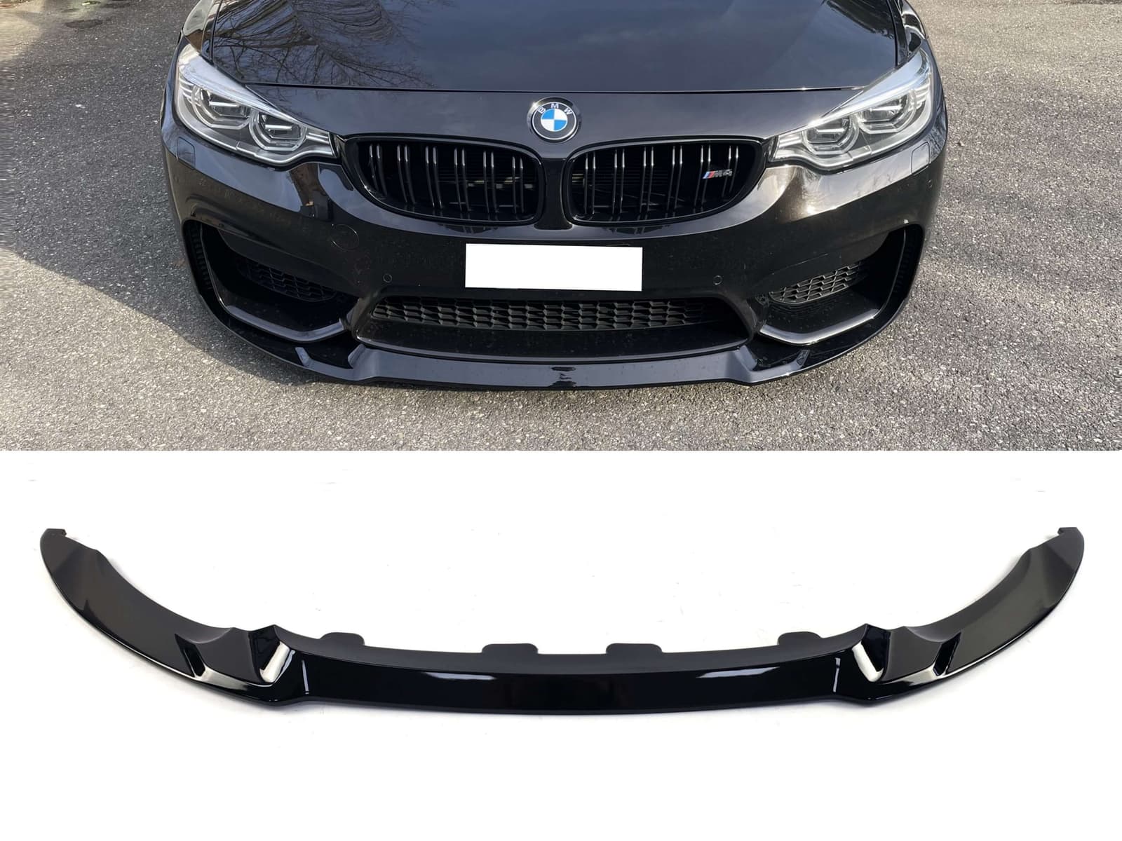 Губа (переднього бампера) Чорний глянець CS на BMW M3 F80 2014-2020 року 2