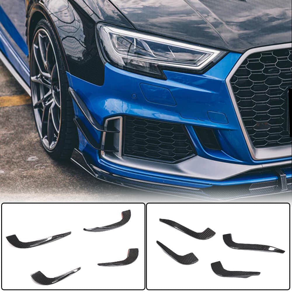 Накладки на передній бампер V2 (для RS3 Sedan 2017-2020, Карбон)