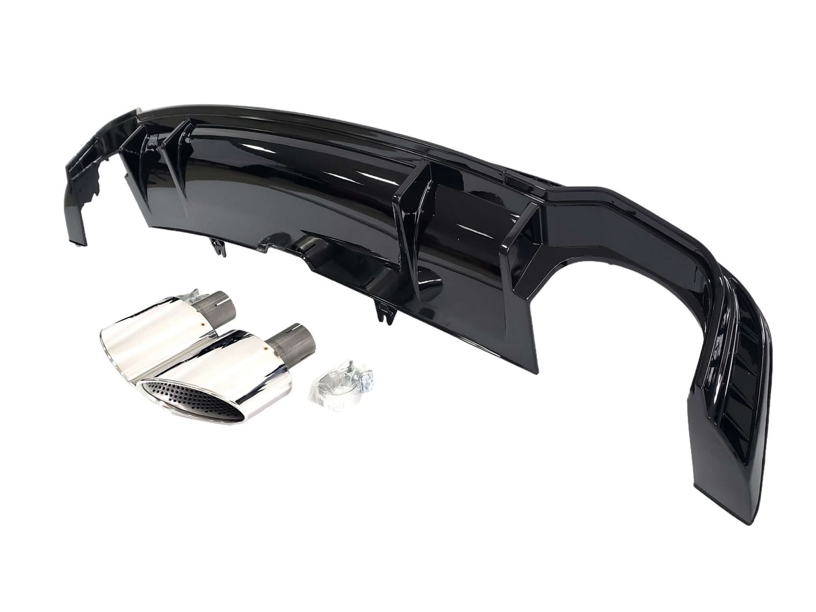 Дифузор (заднього бампера) Full Black / Chrome Pipe (в стилі RS5) S-Line на Audi A5 B9 2016-2020 року 4
