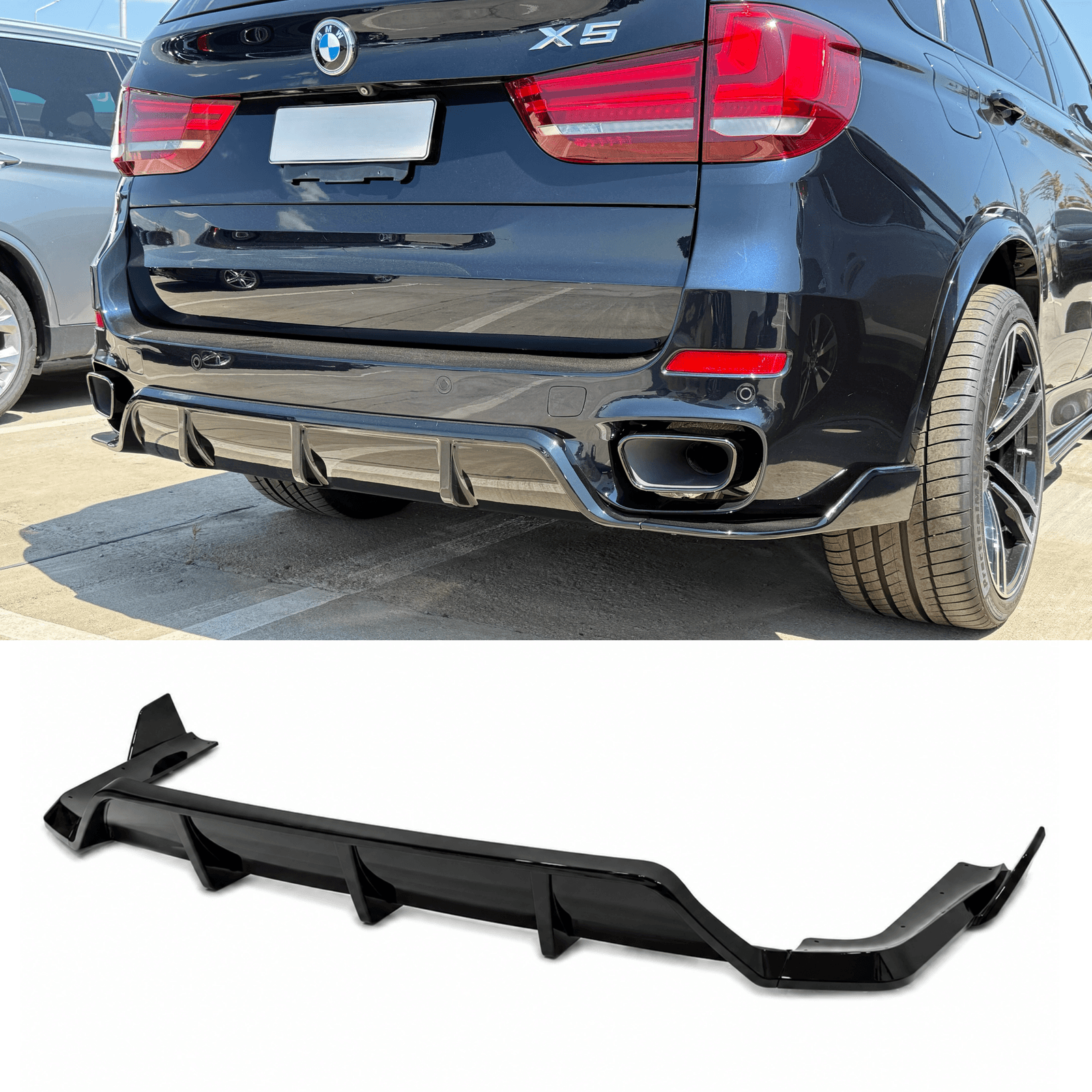 Дифузор накладка заднього бампера Paradigma M-Performance для BMW X5 F15 2013-2018, колір чорний глянець
