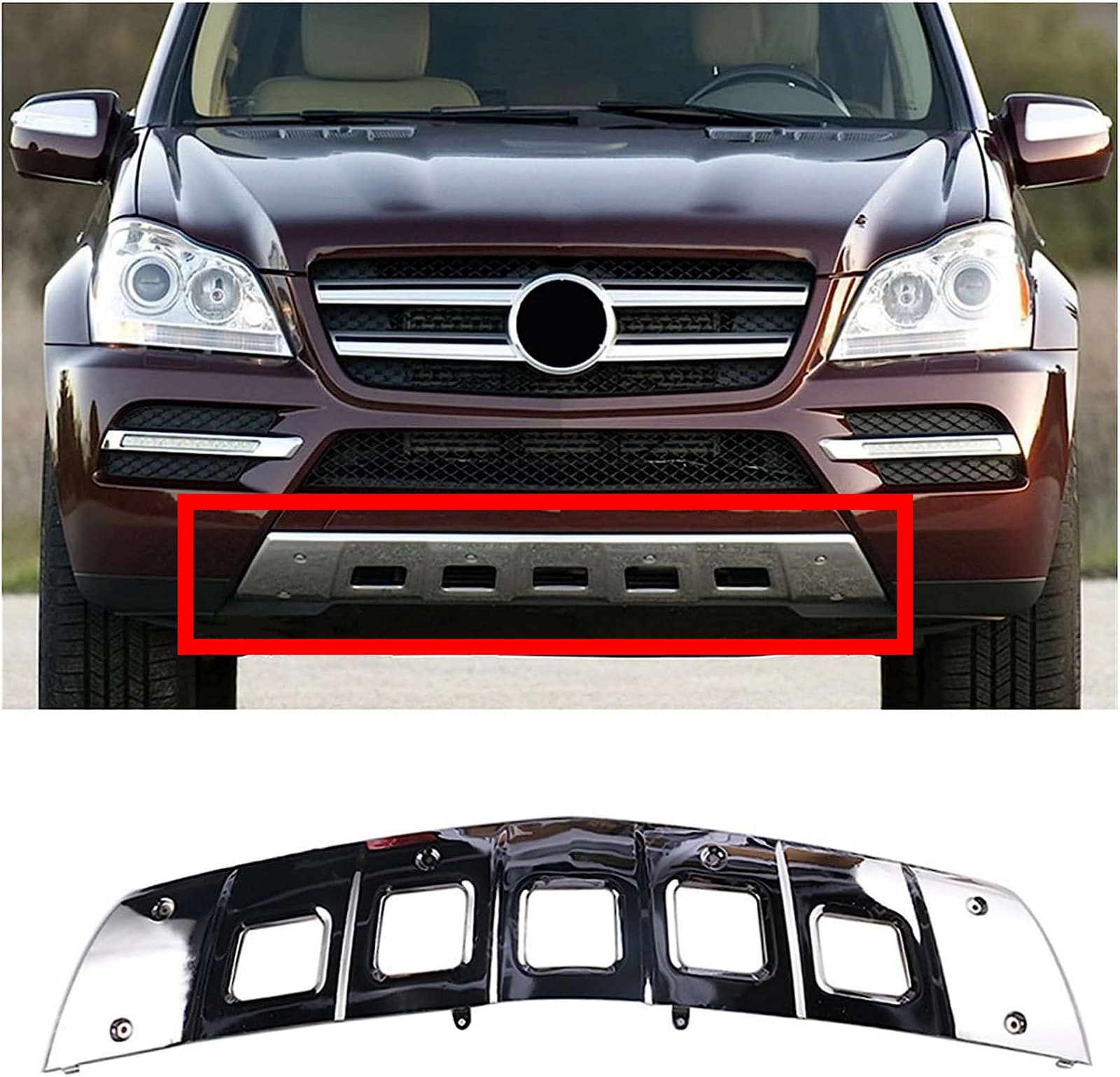 Накладки на бампер передній (Хром) на Mercedes-Benz GL-Class X164 2009-2012 року