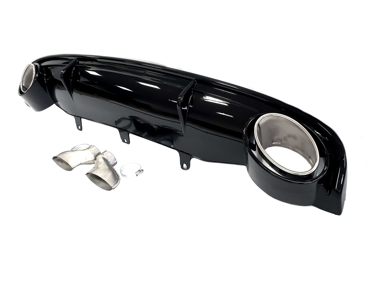Дифузор (заднього бампера) Full Black / Chrome Pipe (в стилі RS7) на Audi A7 4G 2010-2014 року 3