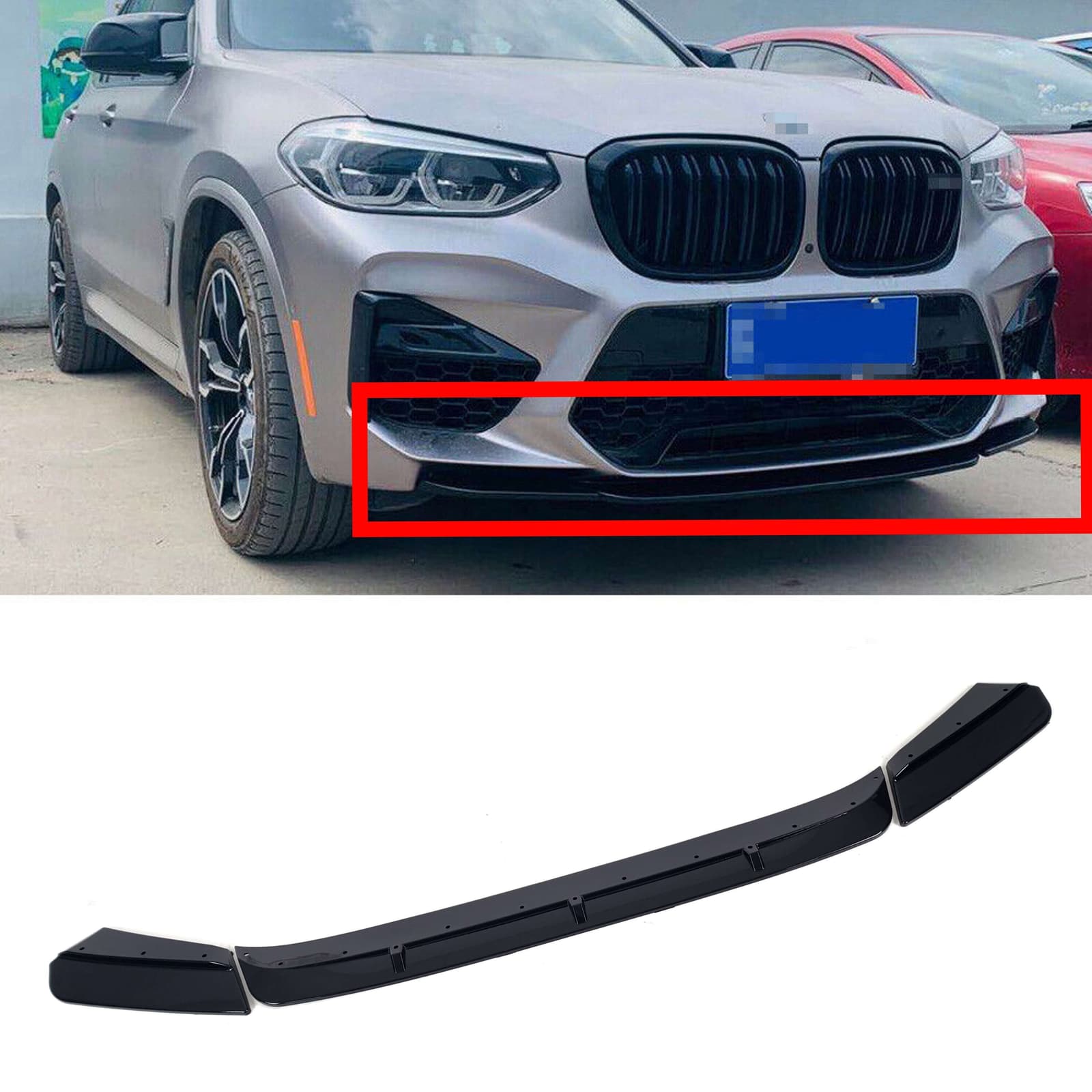 Губа (переднього бампера) Чорний глянець (Rock Style) на BMW X3 G01 2018-2022 року