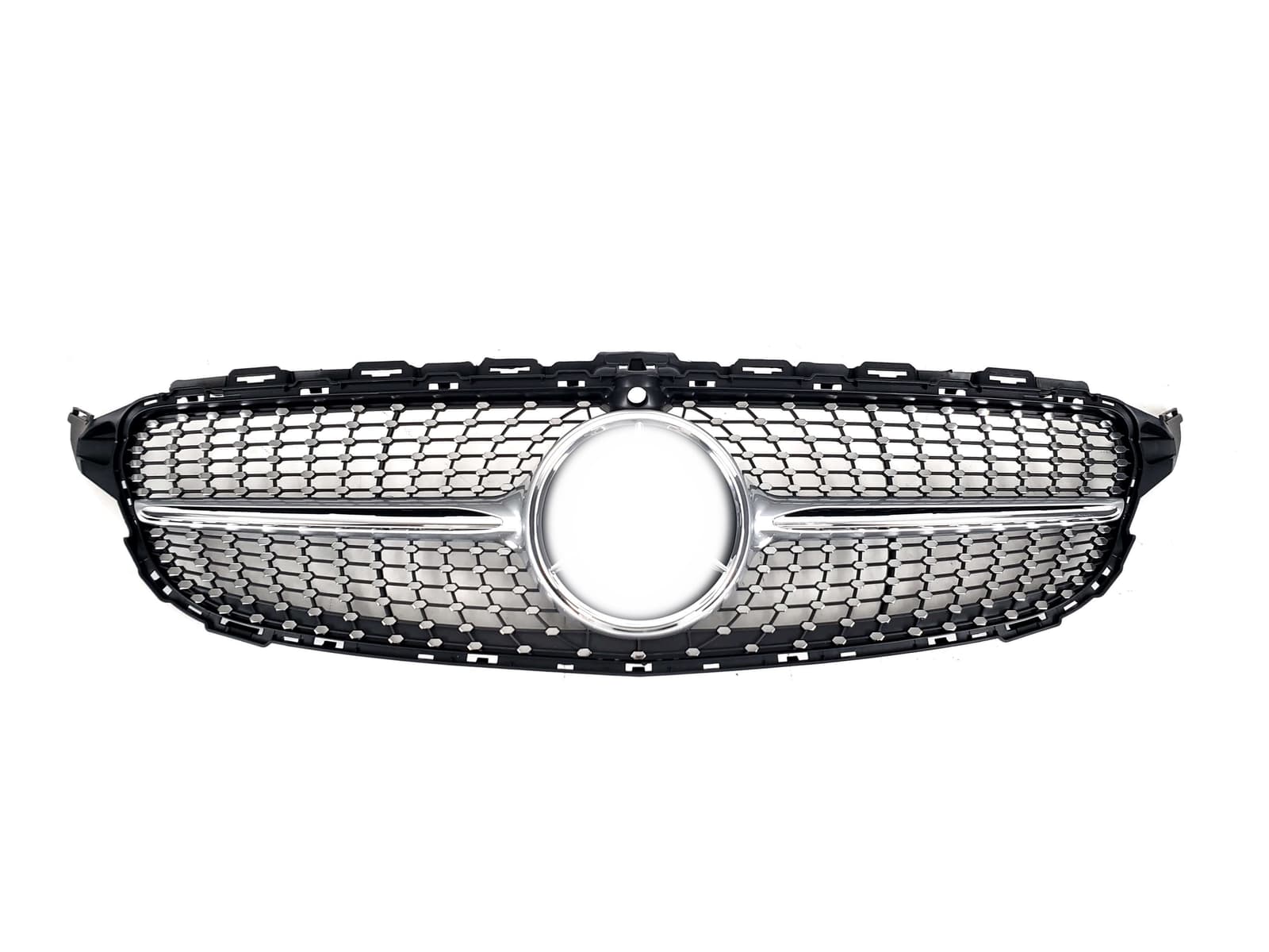 Решітка радіатора Silver (з місцем під камеру) Diamond на Mercedes-Benz C-Class W205 2018-2021 року