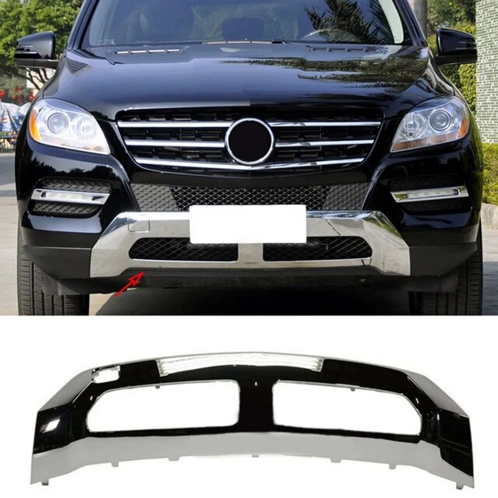 Накладки на бампер передній Normal (Хром) на Mercedes-Benz ML-Class W166 2011-2015 року