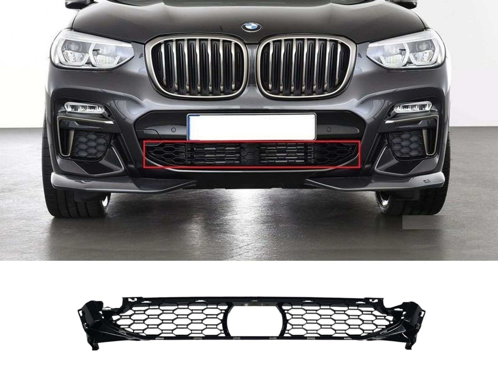 Решітки в бампер середня (під радар) M-Paket на BMW X3 G01 2018-2022 року