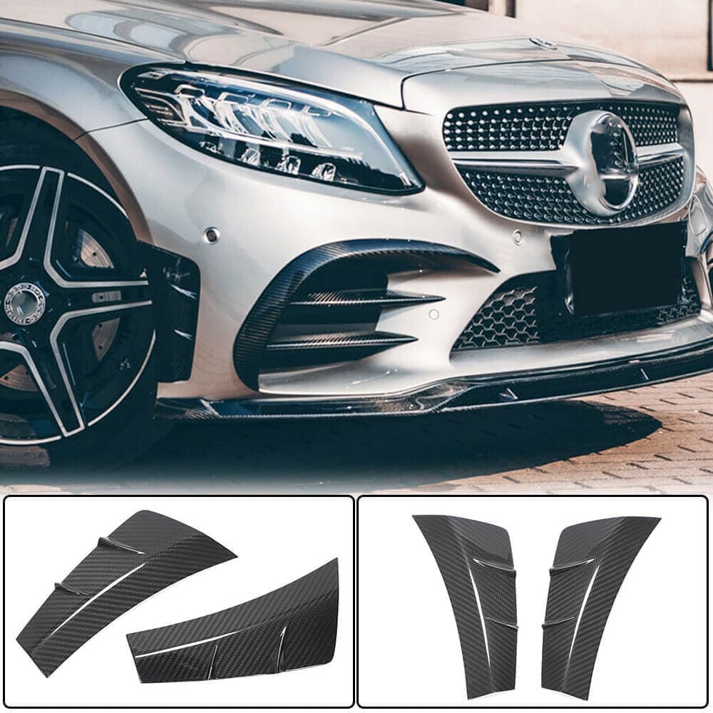 Накладки на передній бампер V2 (для C43 AMG 2019-2021, Карбон)