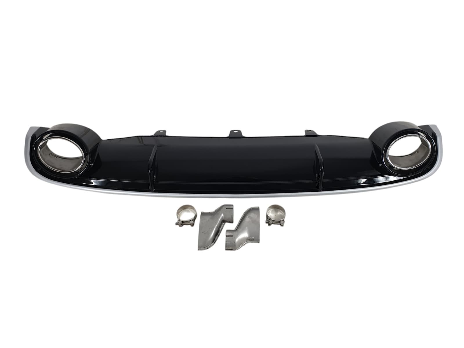 Дифузор (заднього бампера) Black Silver / Chrome Pipe (в стилі RS7) на Audi A7 4G 2010-2014 року