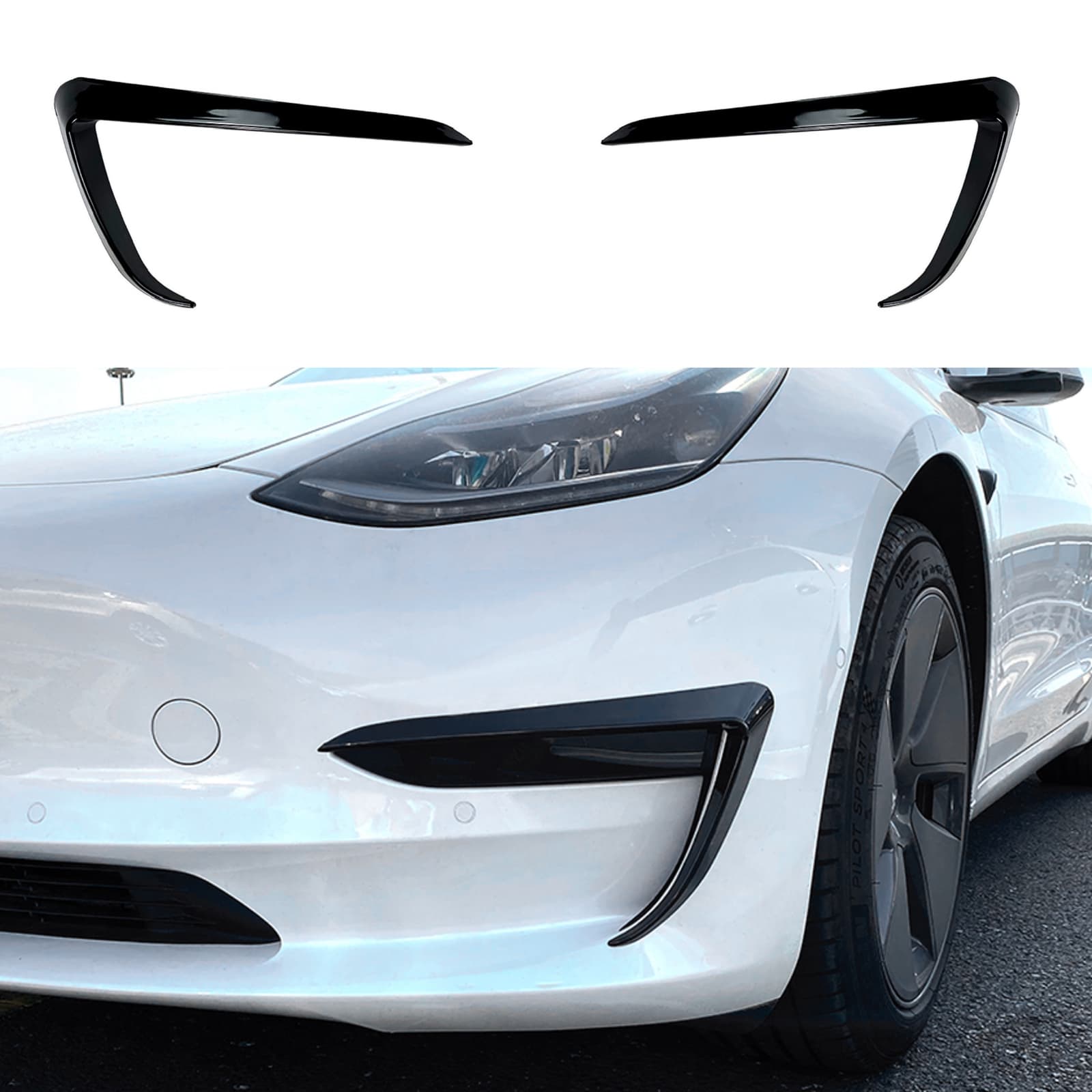 Накладки на протитуманні фари для Tesla Model 3 2017-2024 ABS пластик, колір чорний глянець