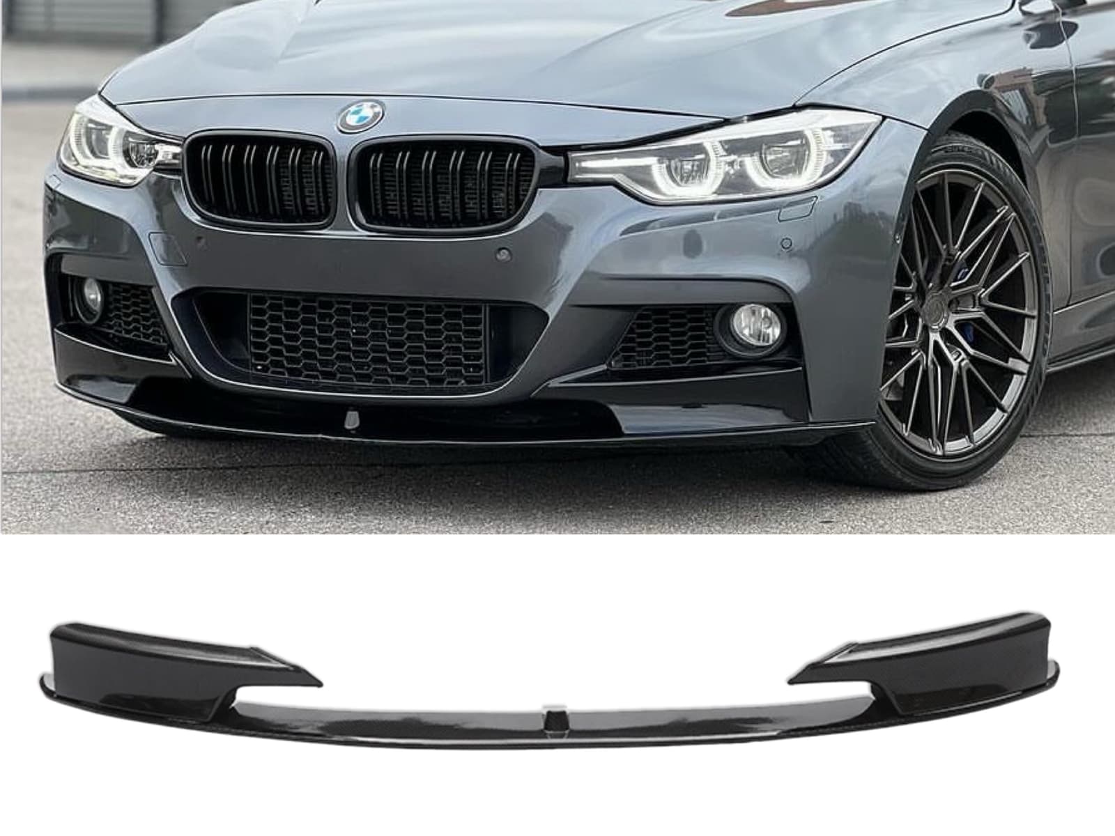 Накладка переднього бампера обвіс M performance BMW 3 series F30 F31 2012-2018 абс пластик, чорний глянець