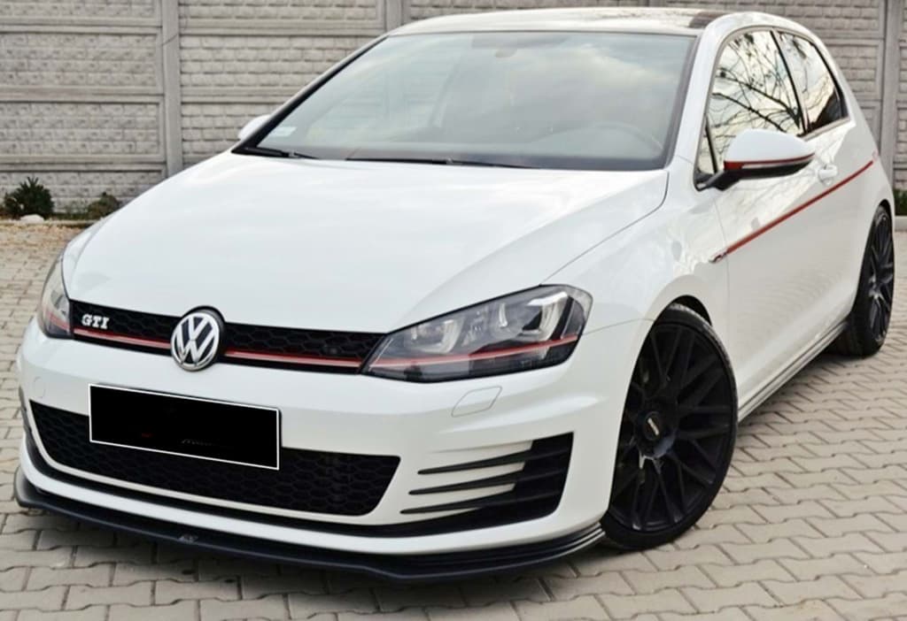 Передня Lip накладка V-2 (для GTI, 2012-2017, чорний глянець) 2