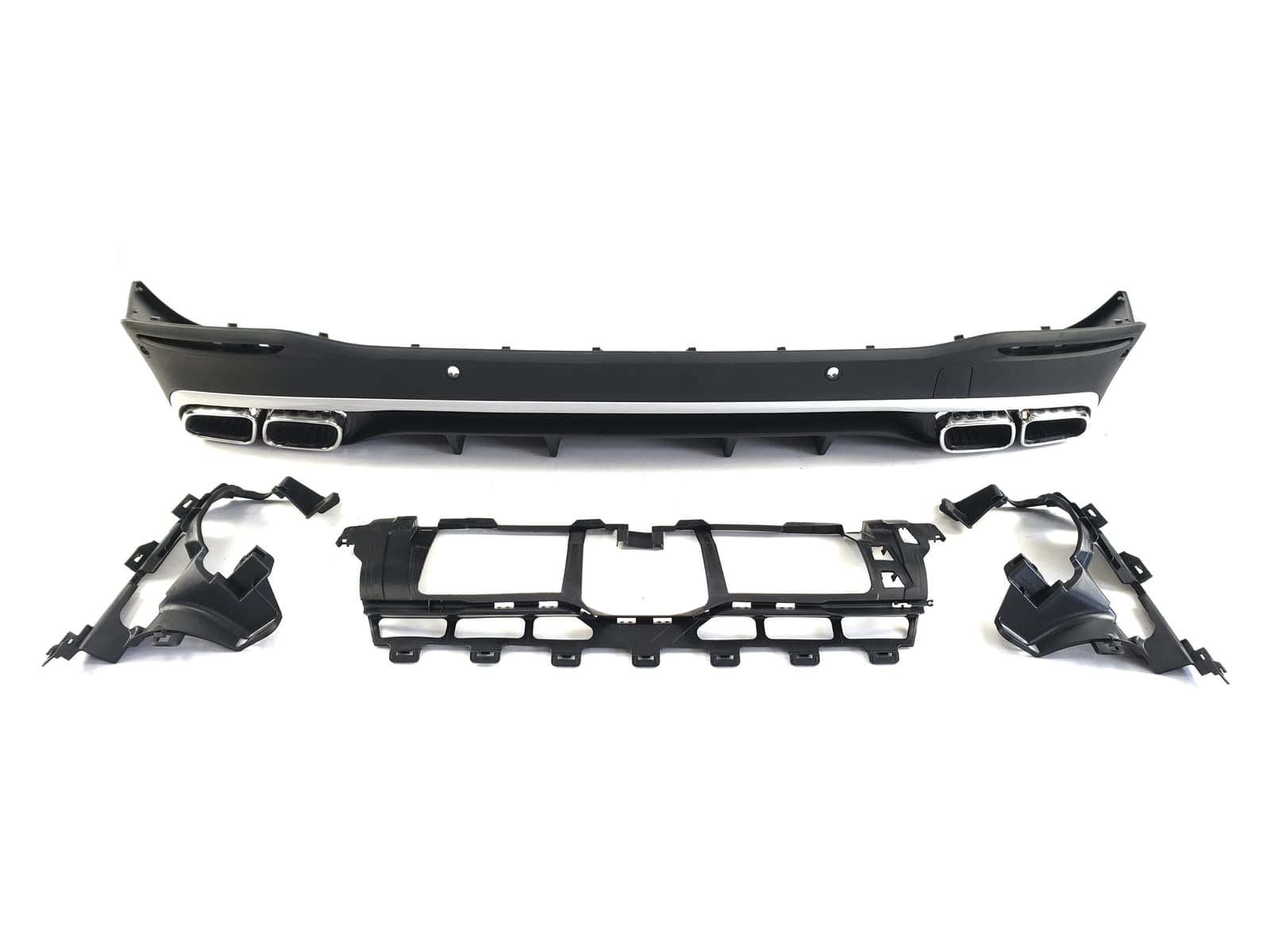Дифузор (заднього бампера) Silver Black / Chrome Pipe (стиль GLE63 AMG) на Mercedes-Benz GLE-Class W167 2018-2023 року